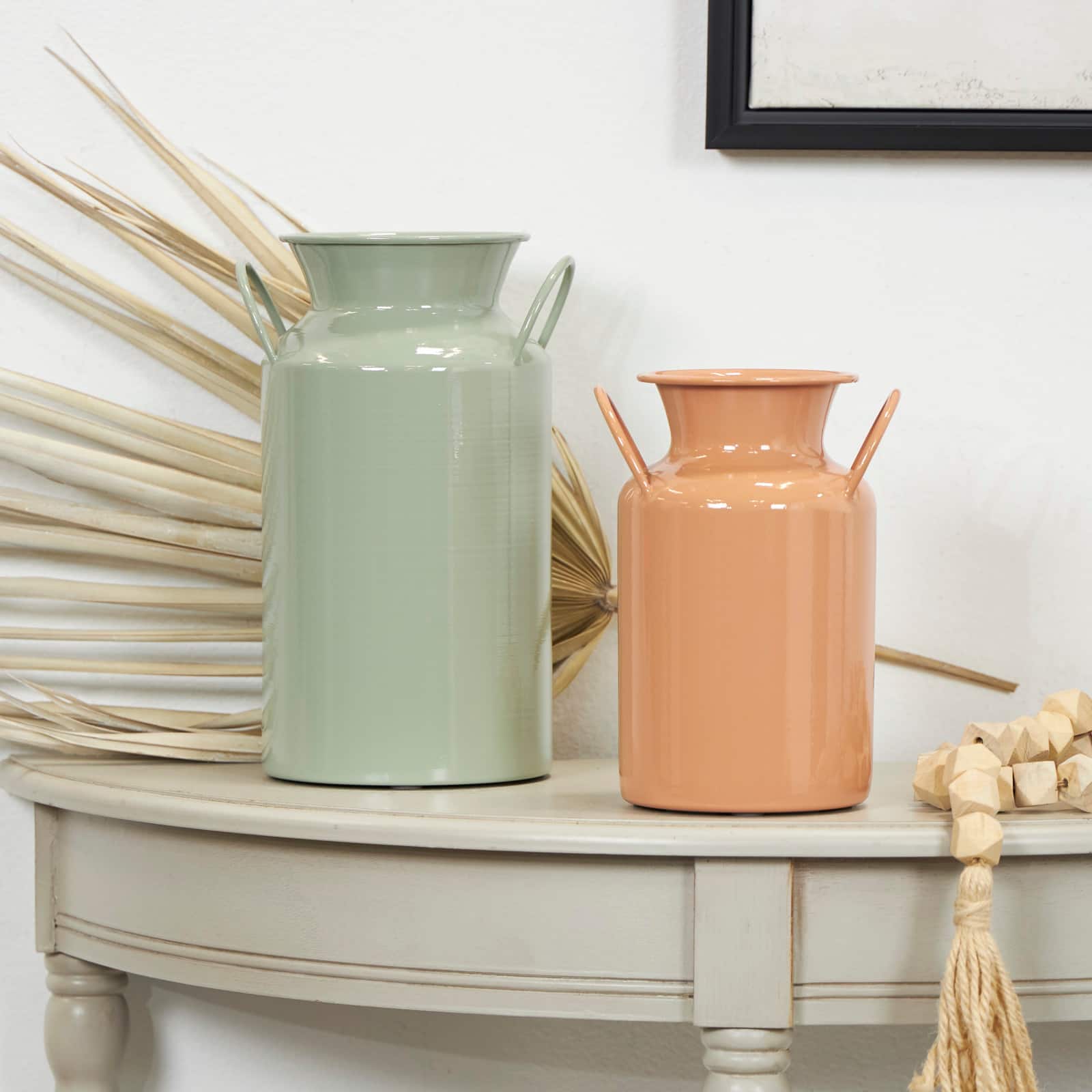 Multicolored Metal Jug Vase with Handles Set