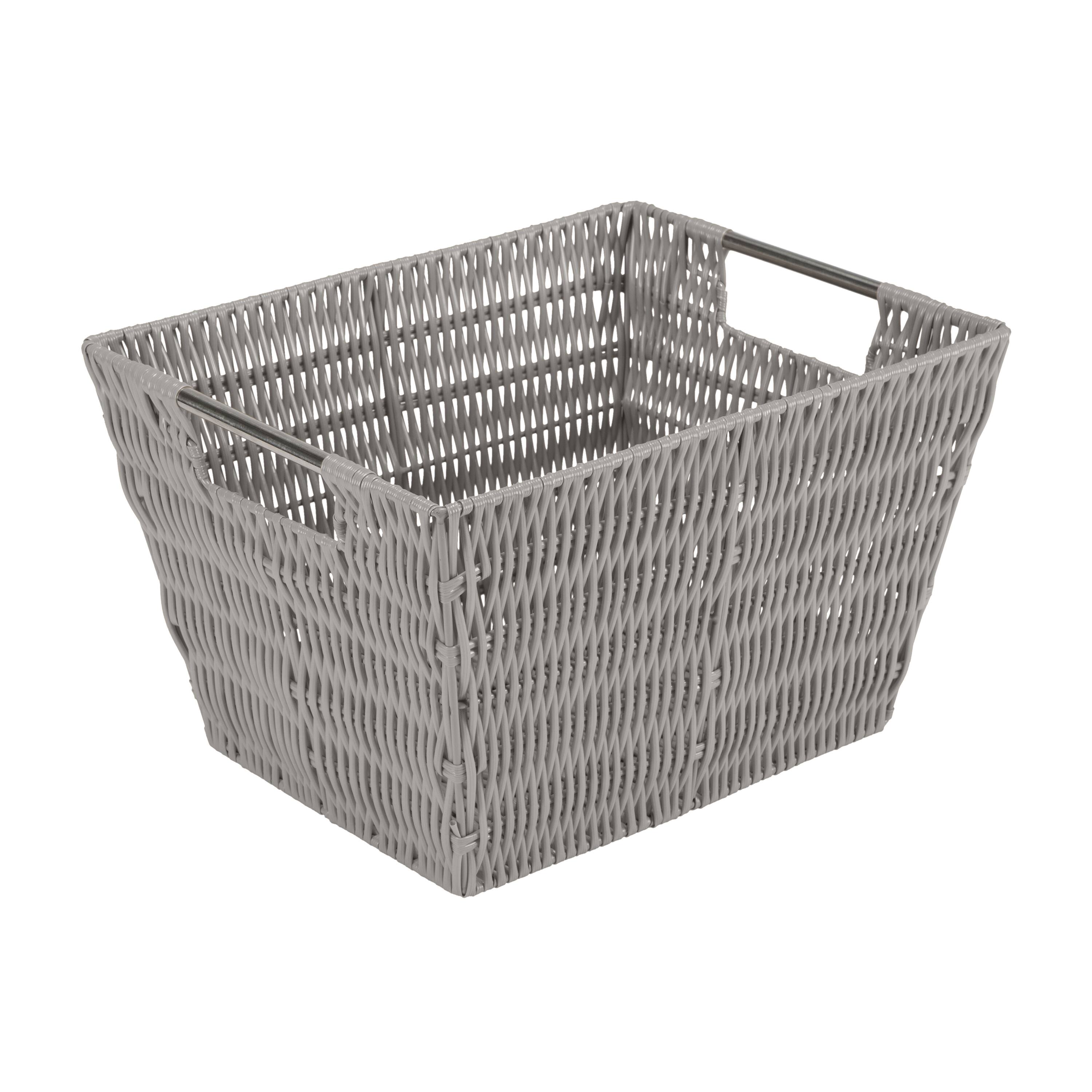 Simplify Medium Gray Rattan Storage Basket