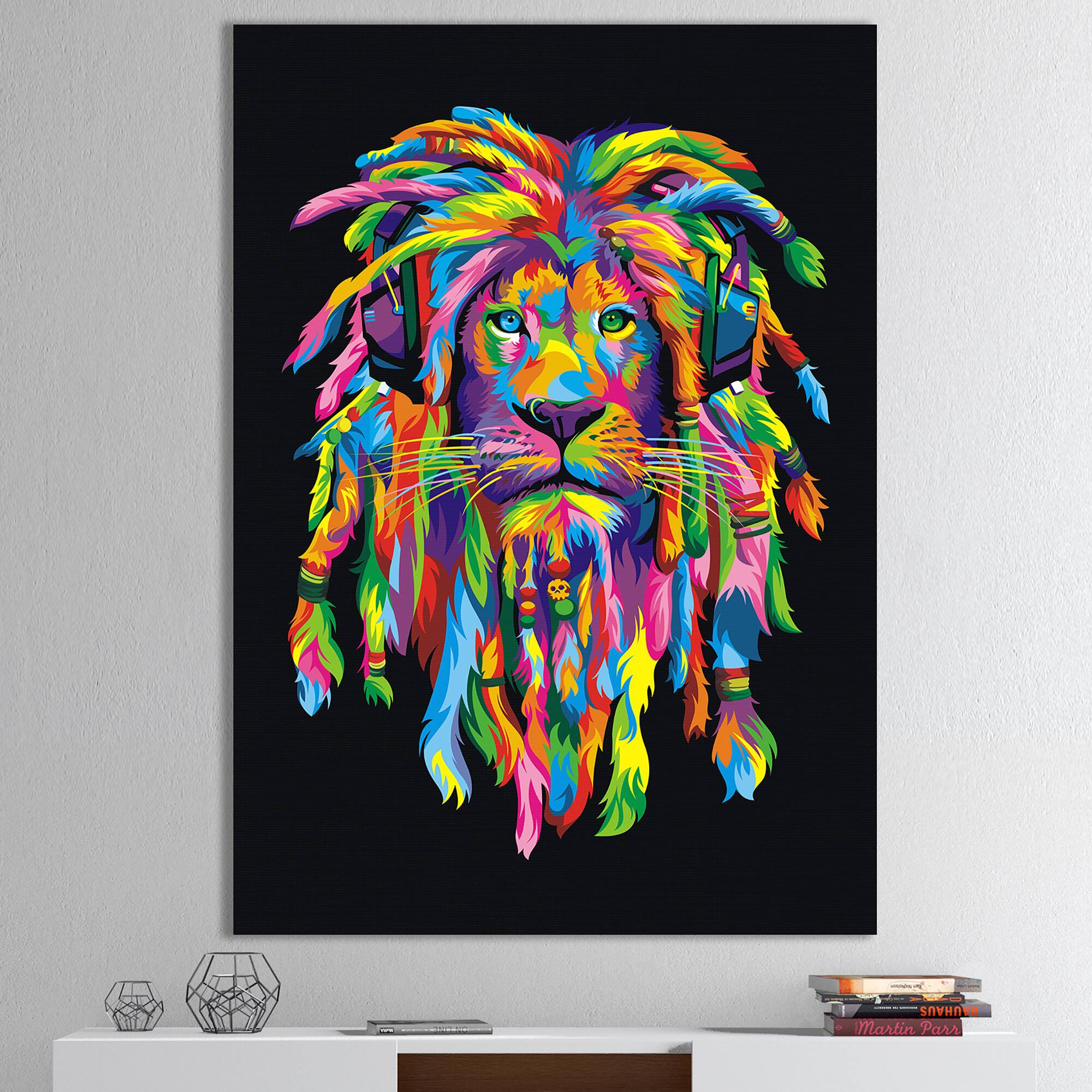 Designart - Lion Rasta - Modern & Contemporary Canvas Wall Art