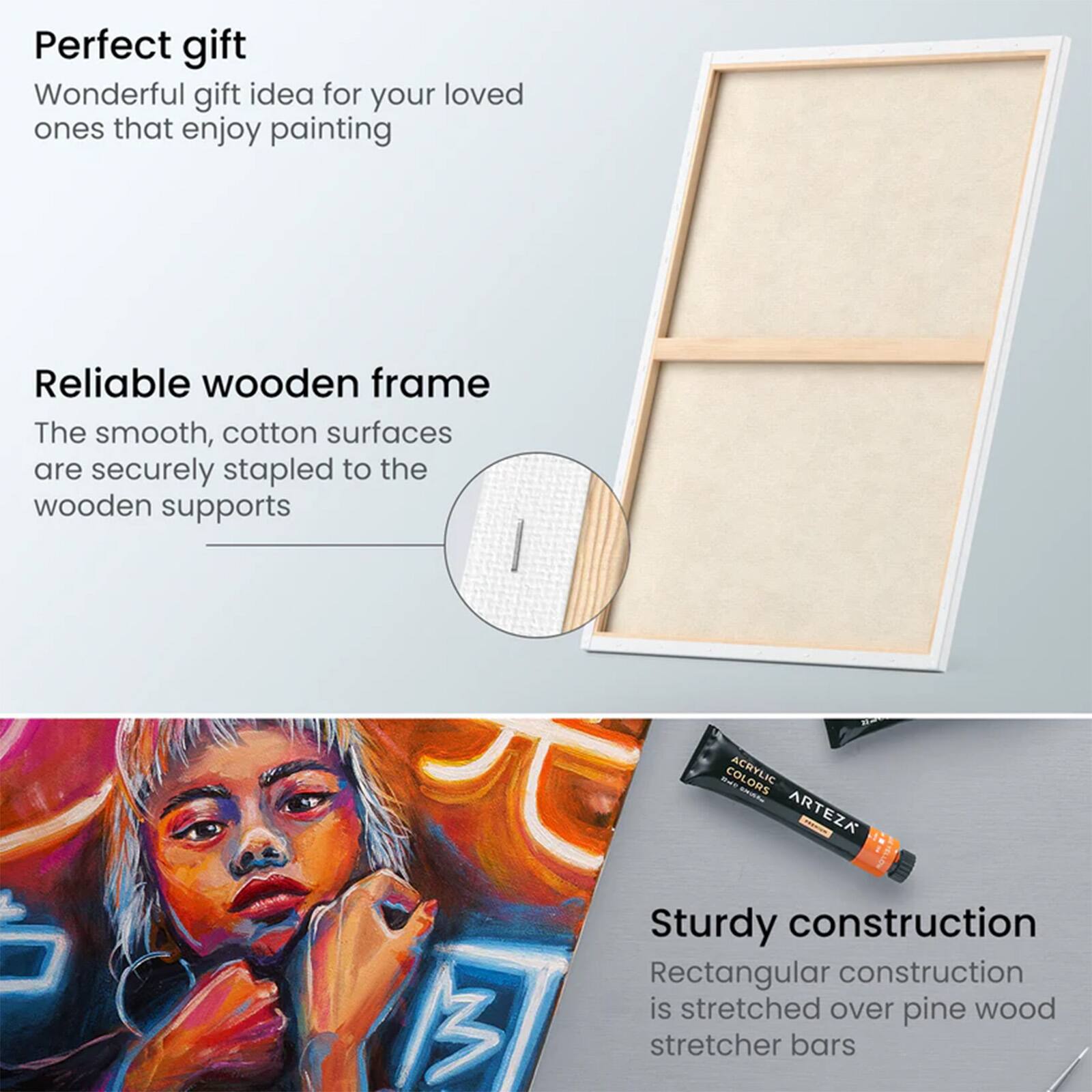 Arteza&#xAE; 24&#x22; x 30&#x22; White Stretched Canvases, 6ct.