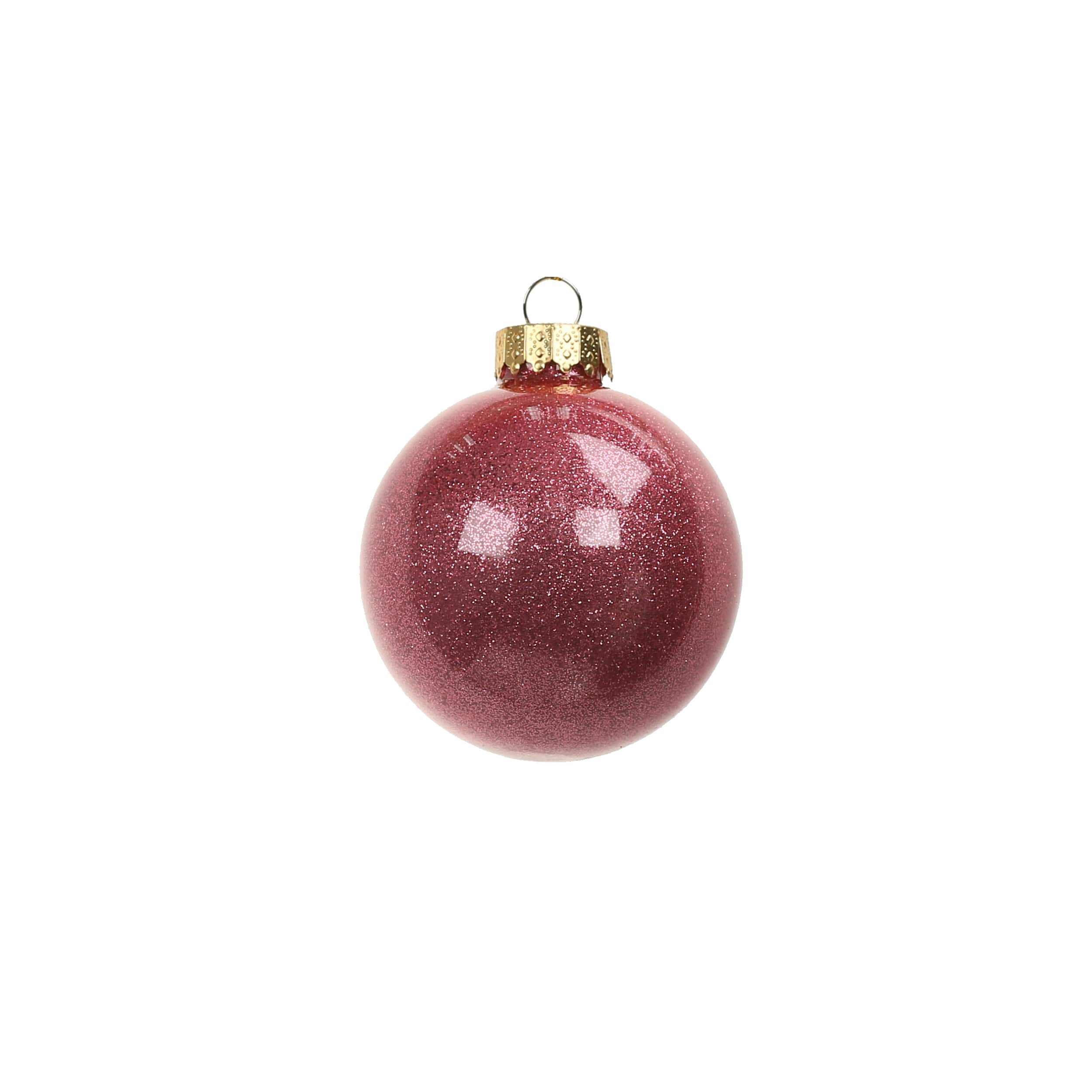 6 Pack 2.5&#x22; Dark Pink Glitter Glass Ball Ornaments by Ashland&#xAE;