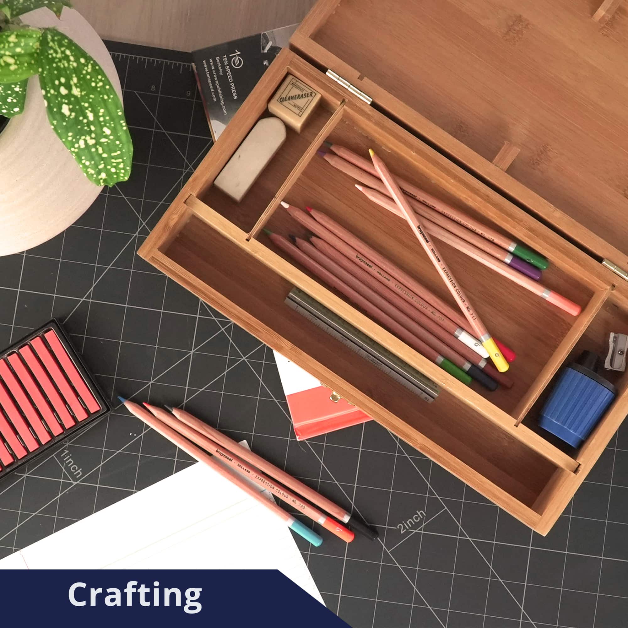 Pacific Arc 13" x 8" Bamboo Paint Box with Palette & 4 Compartments