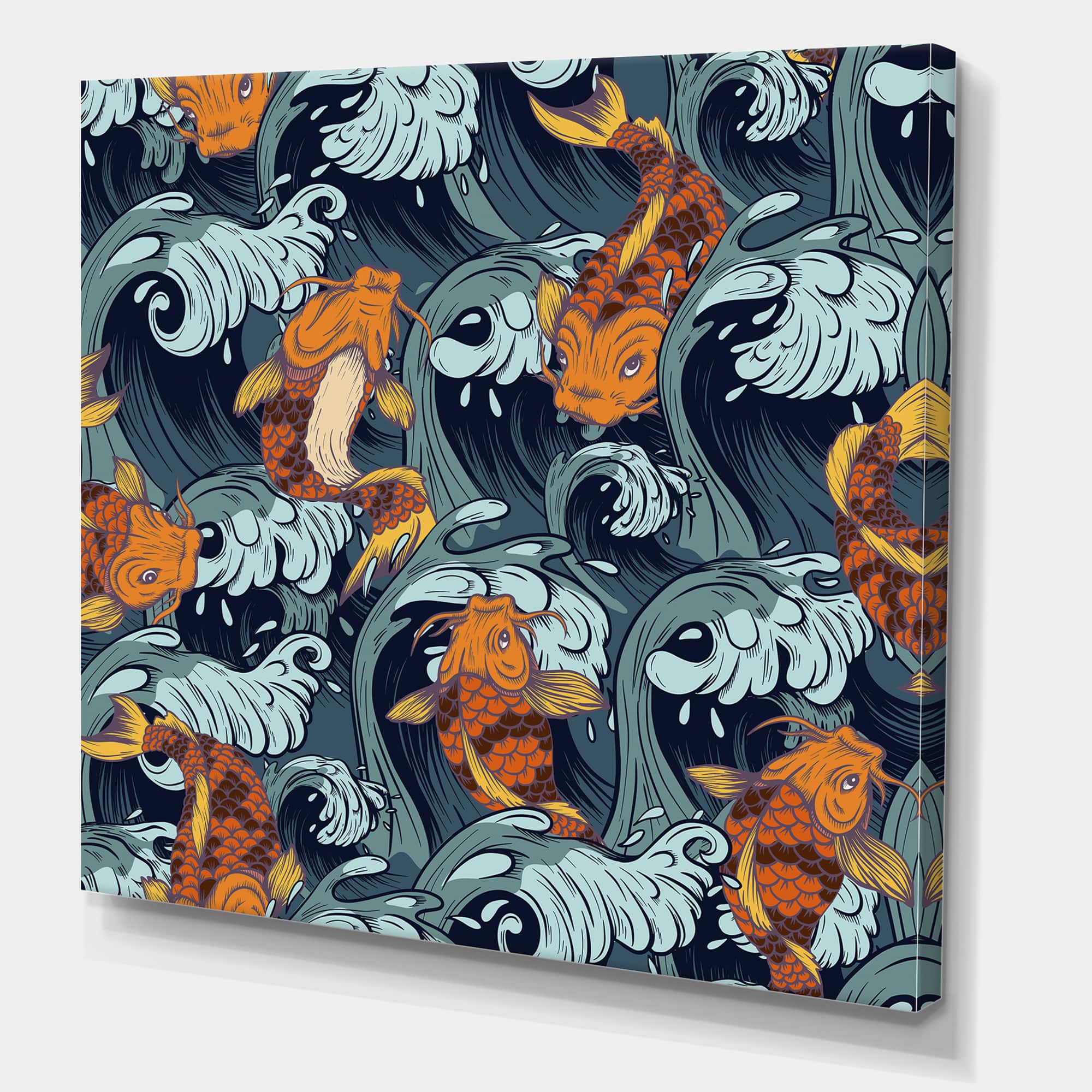 Designart - Japanese Koi Fish - Nautical &#x26; Coastal Canvas Wall Art Print
