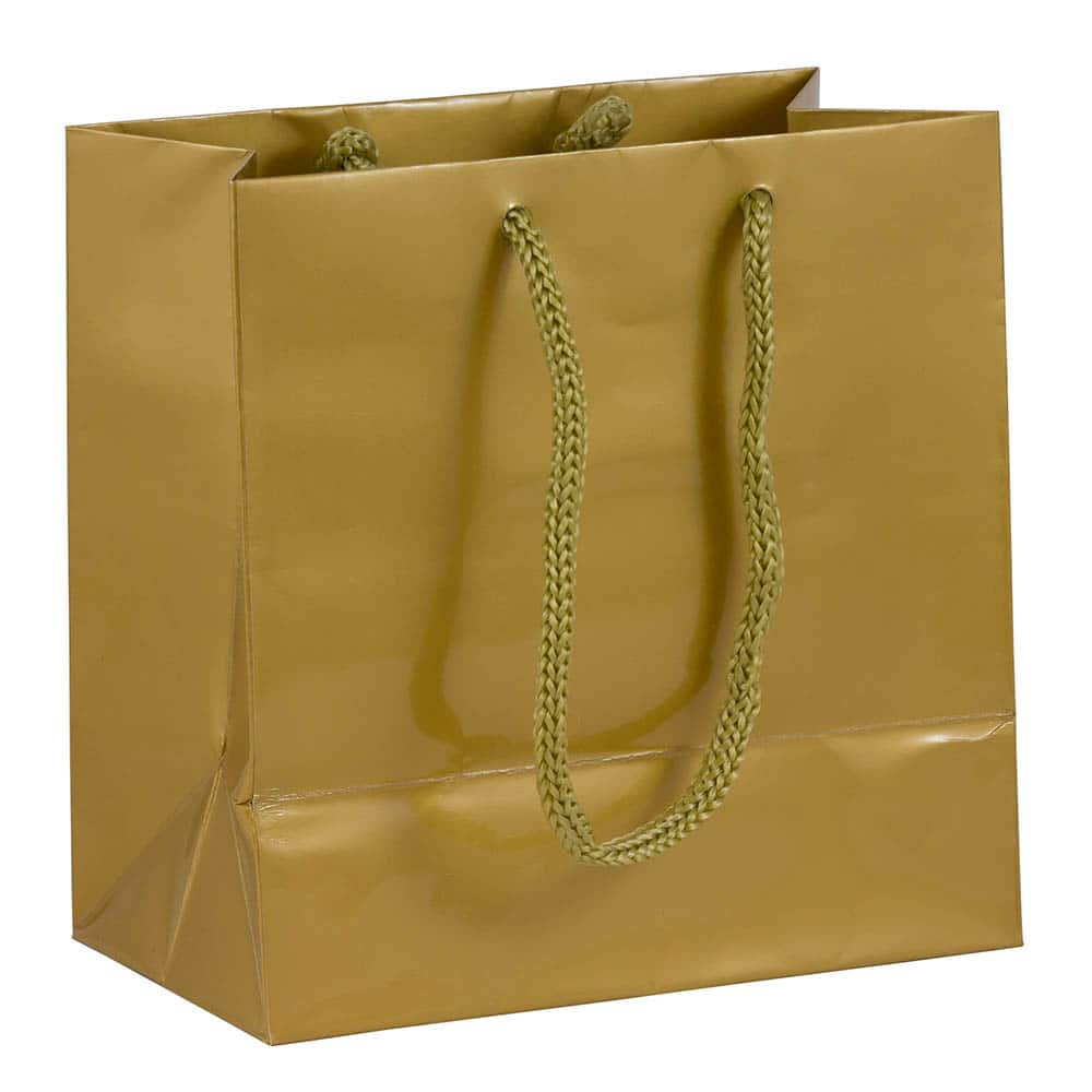 JAM Paper Small Gold Glossy Square Gift Bags, 3ct.