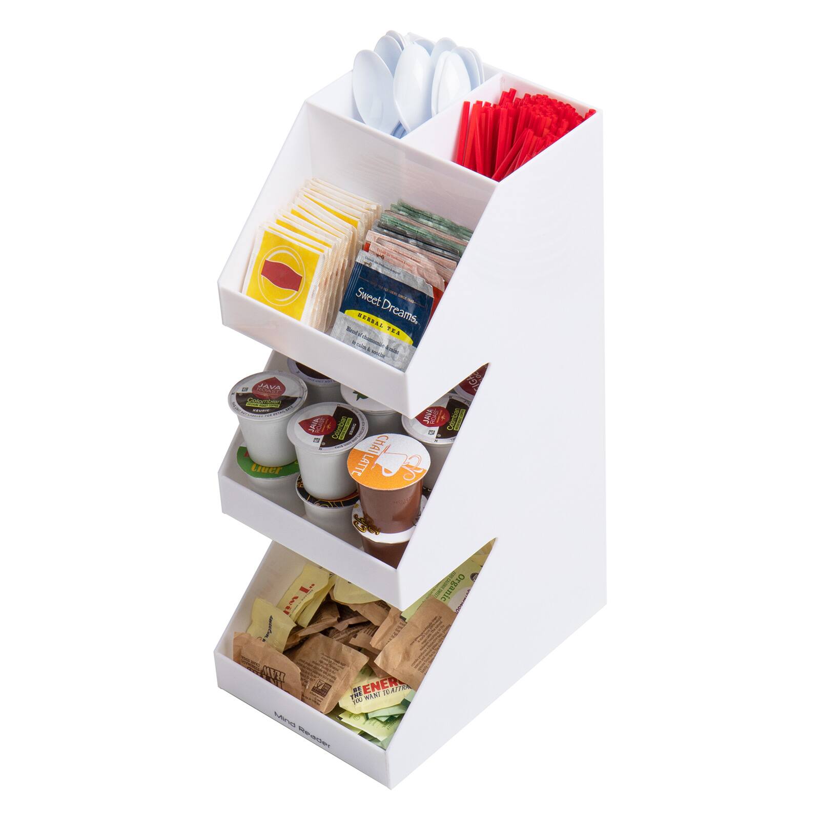 Mind Reader White 3-Tier Coffee and Tea Condiment Organizer