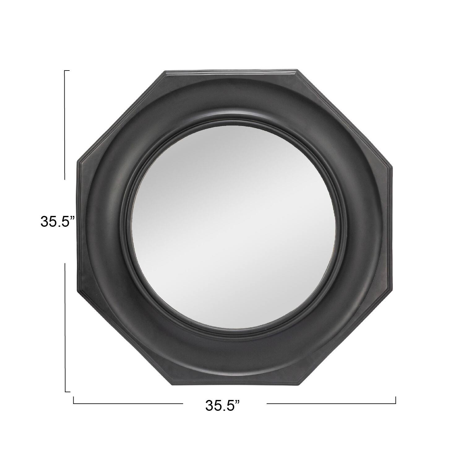 Hello Honey® Black Hexagonal Carved Wood Framed Wall Mirror