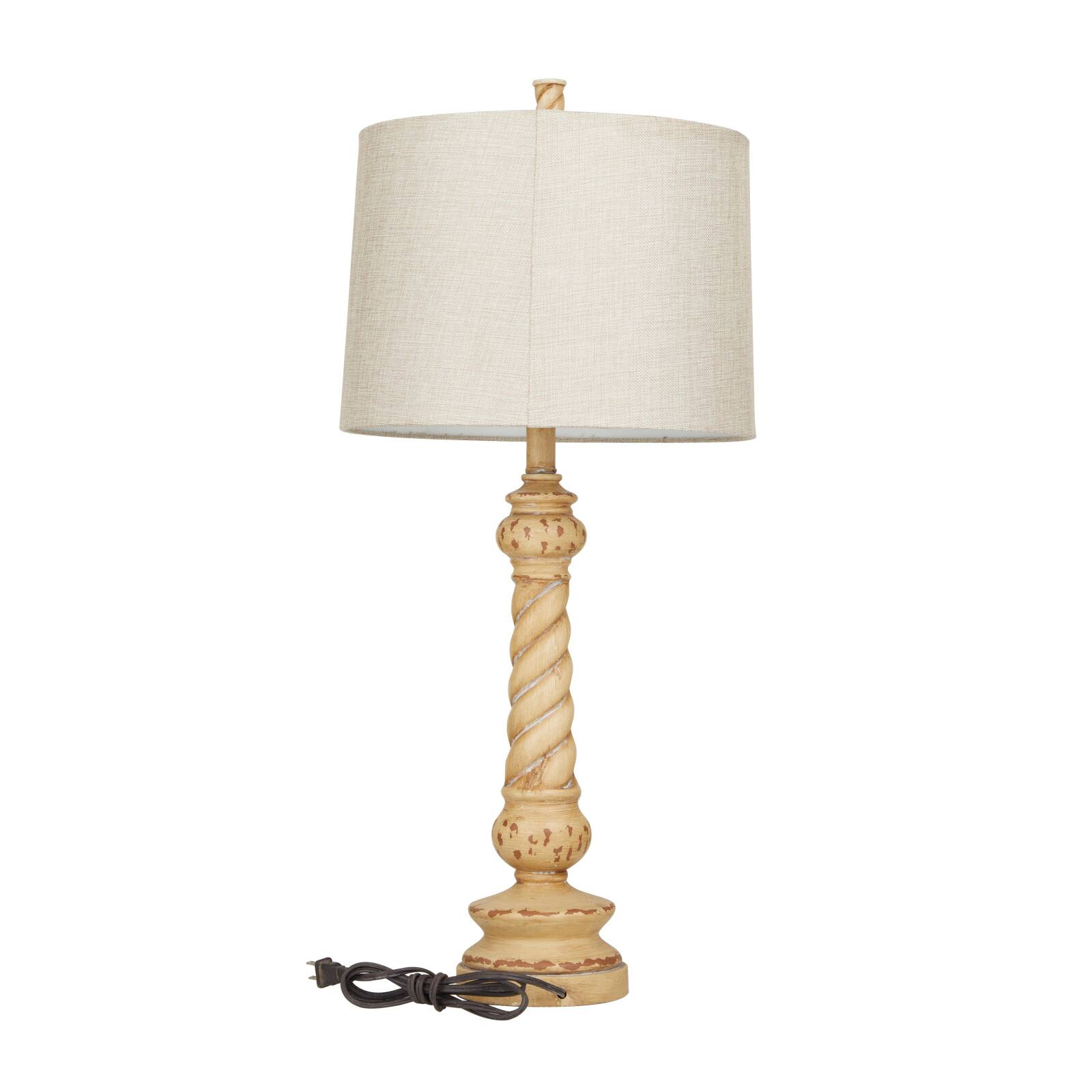 Brown Polystone Table Lamp Set of 2 14&#x22;, 31&#x22;