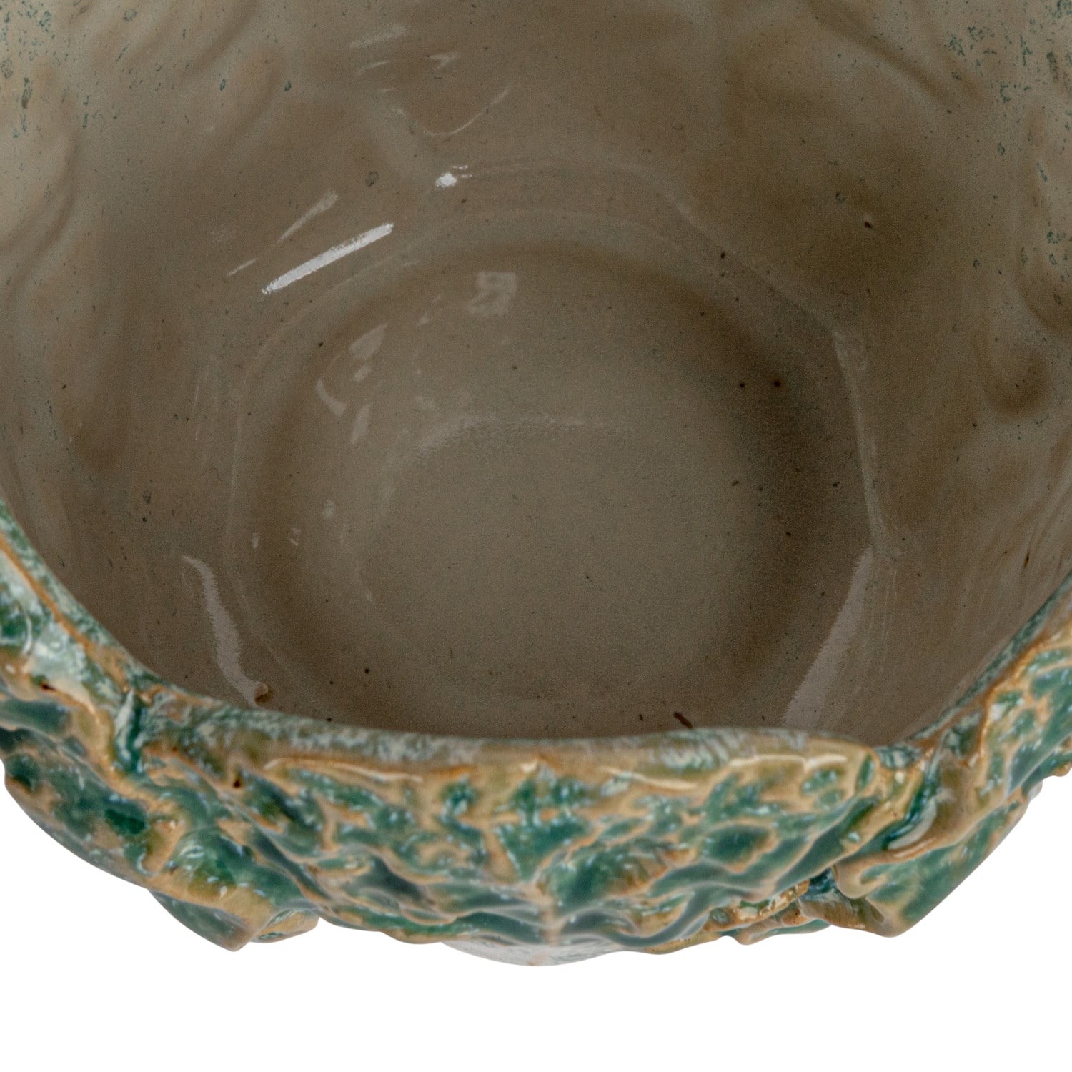 Hello Honey® 5.75" Green Reactive Glaze Embossed Stoneware Cabbage Planter