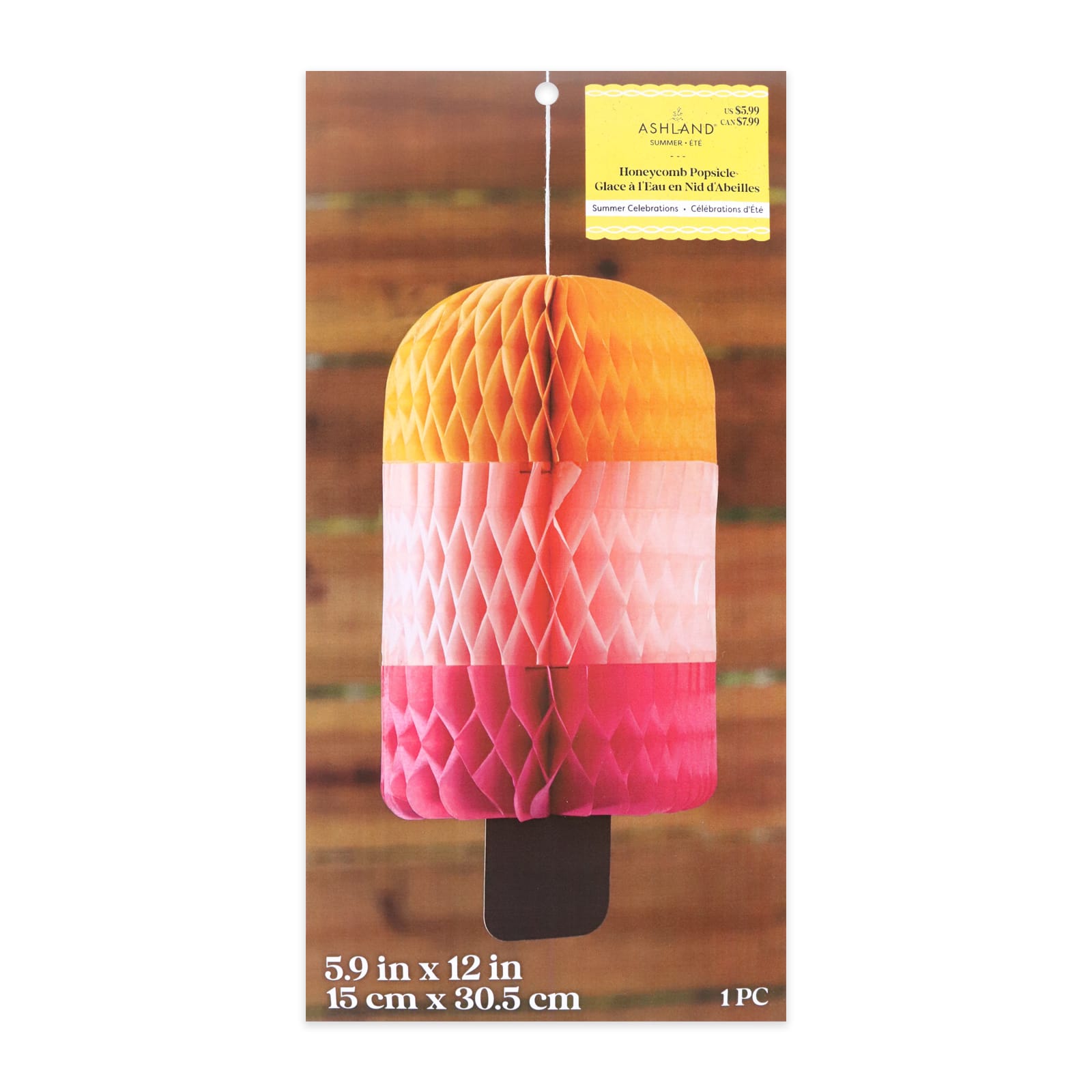 12&#x22; Pink &#x26; Orange Popsicle Honeycomb D&#xE9;cor by Ashland&#xAE;