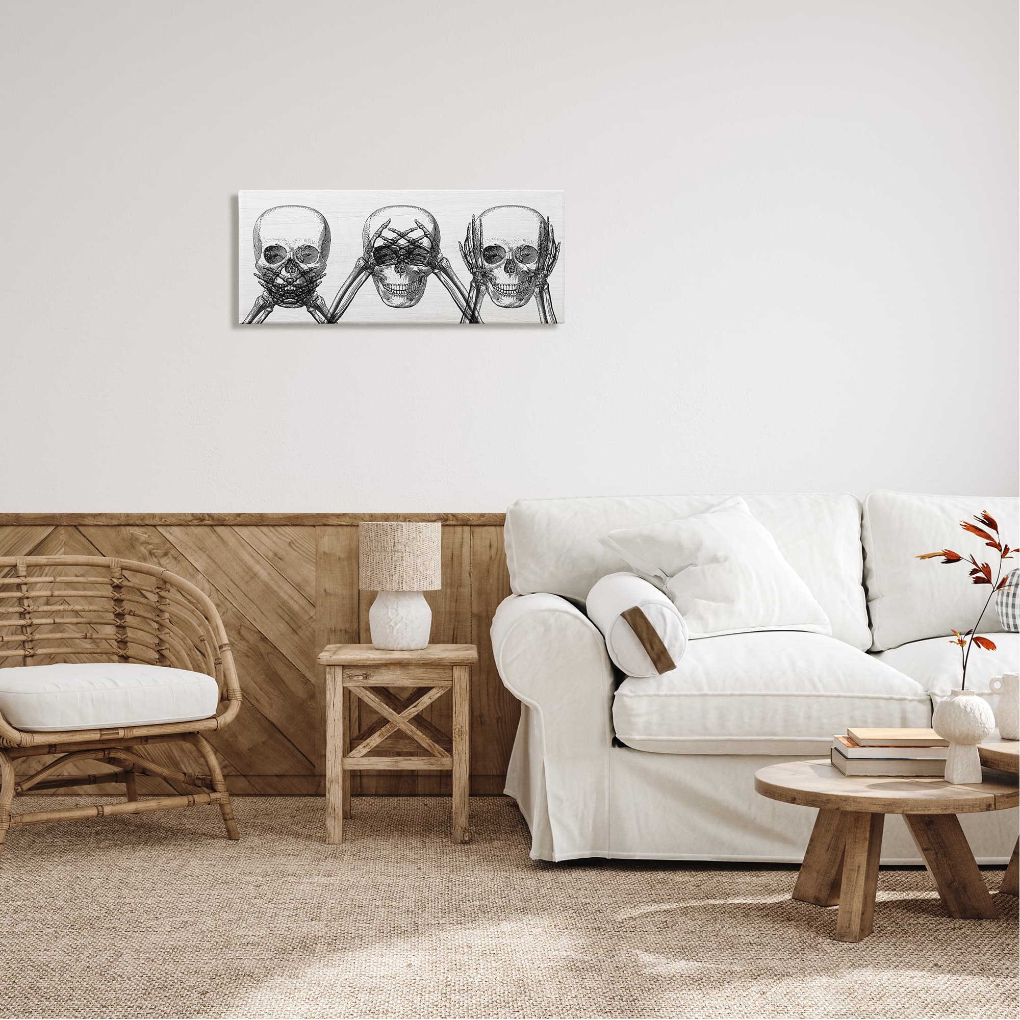 Stupell Industries Speak See Hear No Evil Skulls Canvas Wall Art