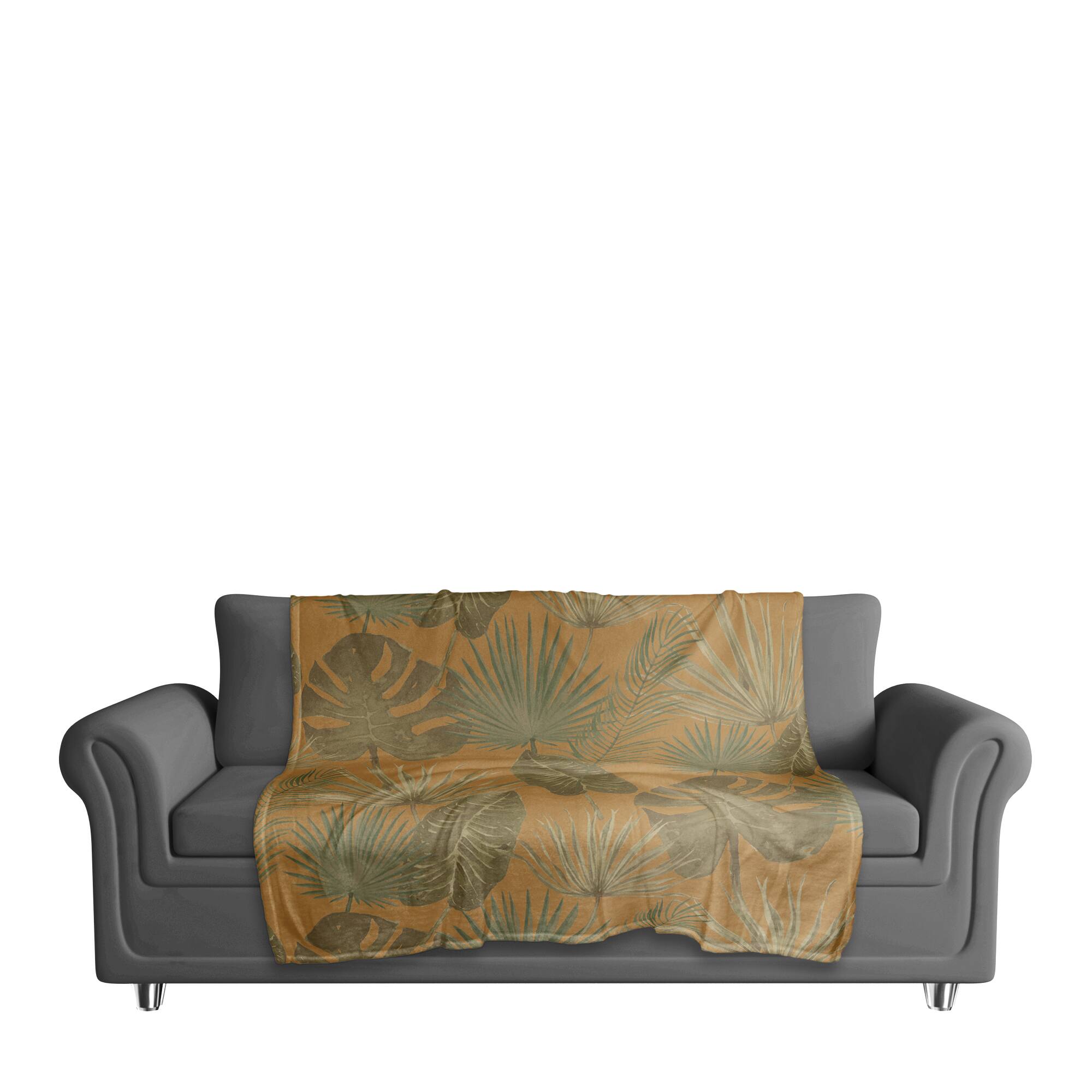 Tropical Palm Coral Fleece Blanket