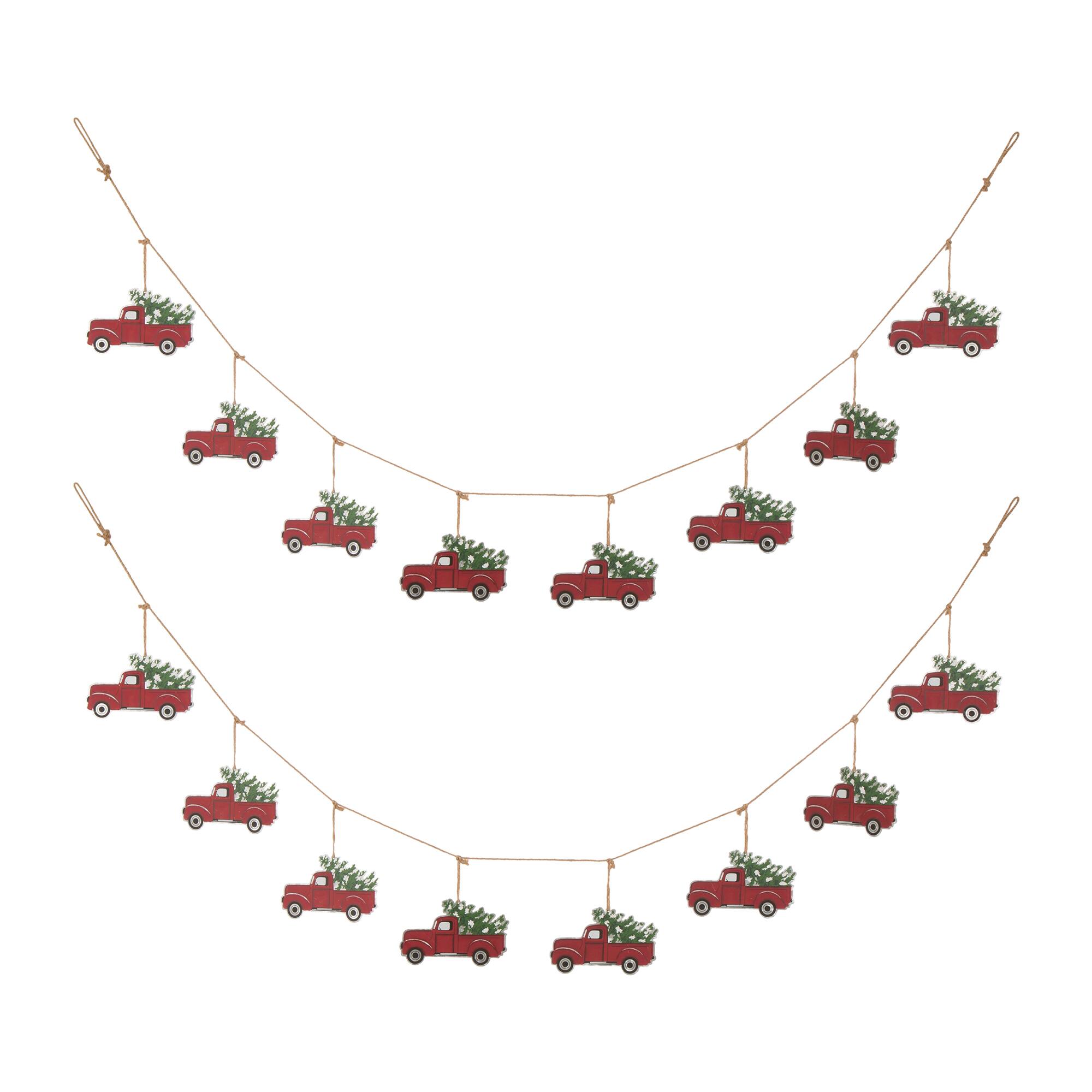 Glitzhome® 6ft. Christmas Red Truck Garland, 2ct.