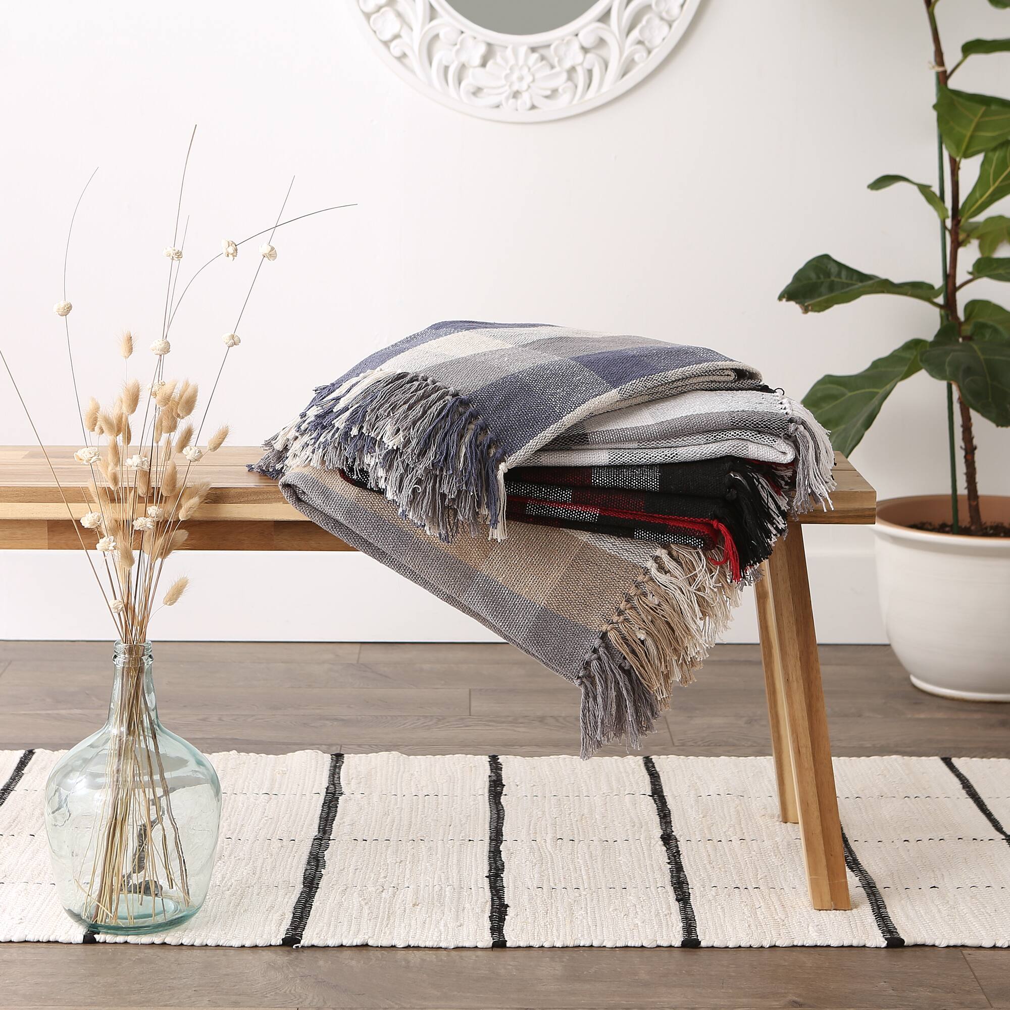 DII&#xAE; Cardinal Red Tri-Color Check Throw