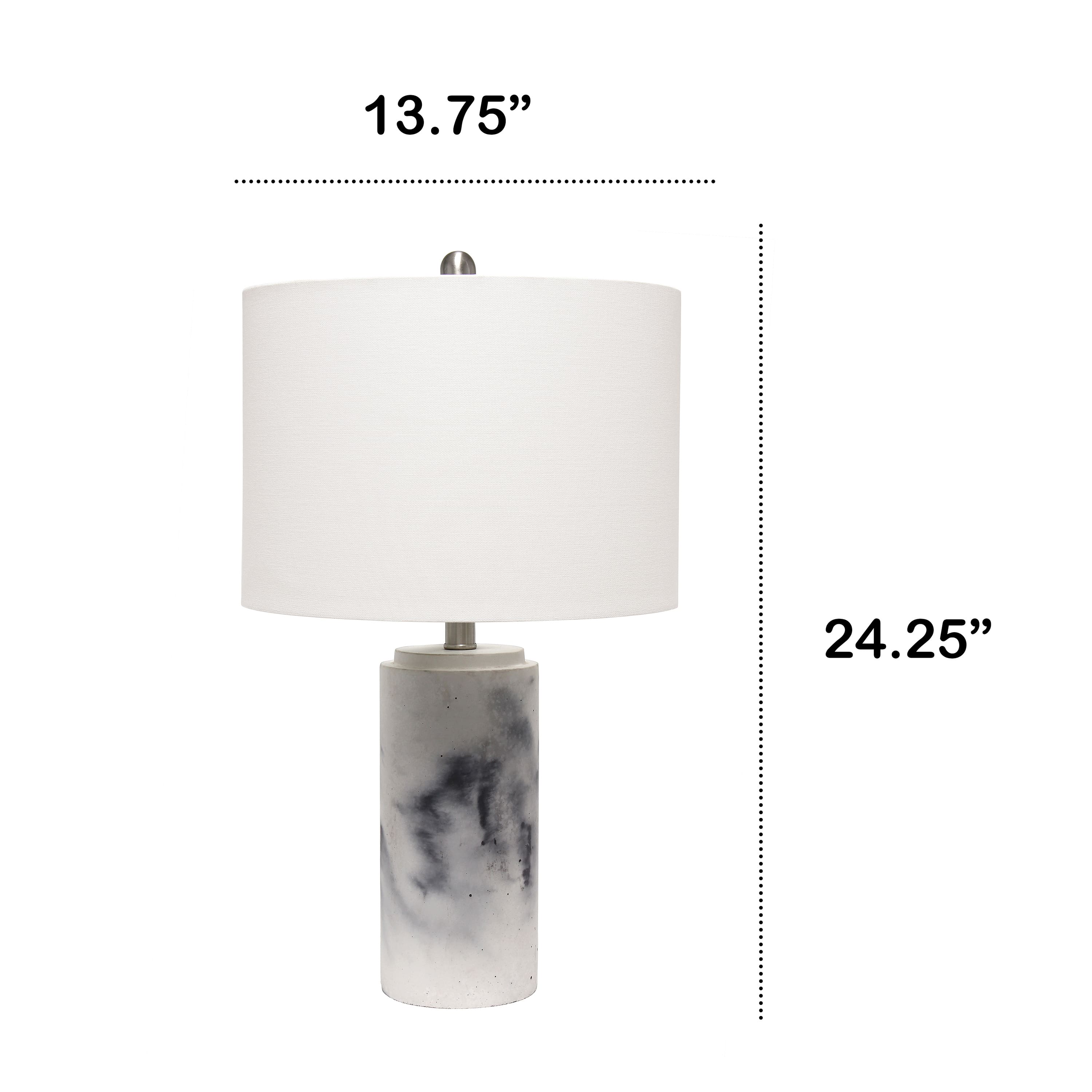 Lalia Home 24.5" White Marbleized Table Lamp with White Fabric Shade