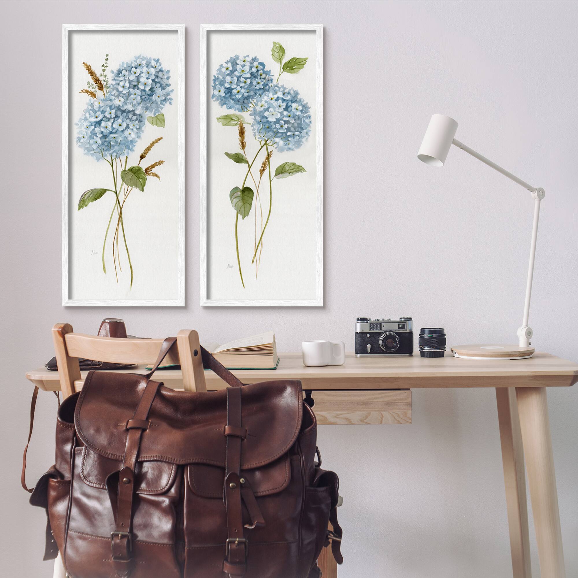 Stupell Industries Blue Hydrangea Long Stems Soft Vintage Florals Framed Wall Art