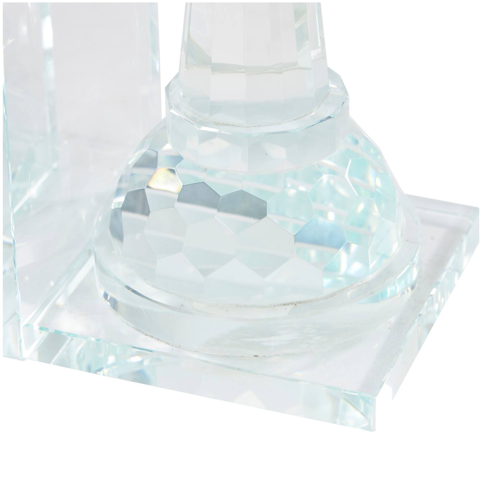 9.5" Clear Chess Oversized Bookends with Cut Crystal Designs Set