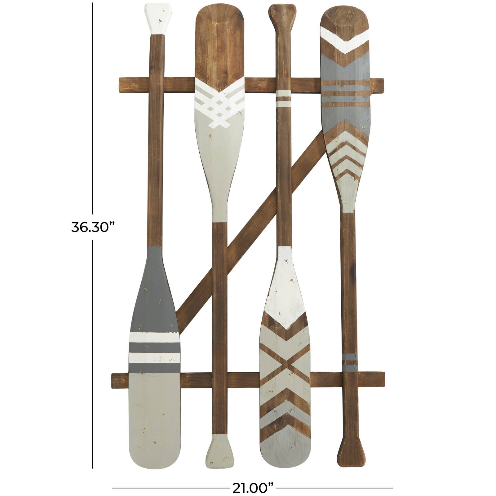 Gray Arrow & Stripe Patterned Wood Paddle Wall Décor