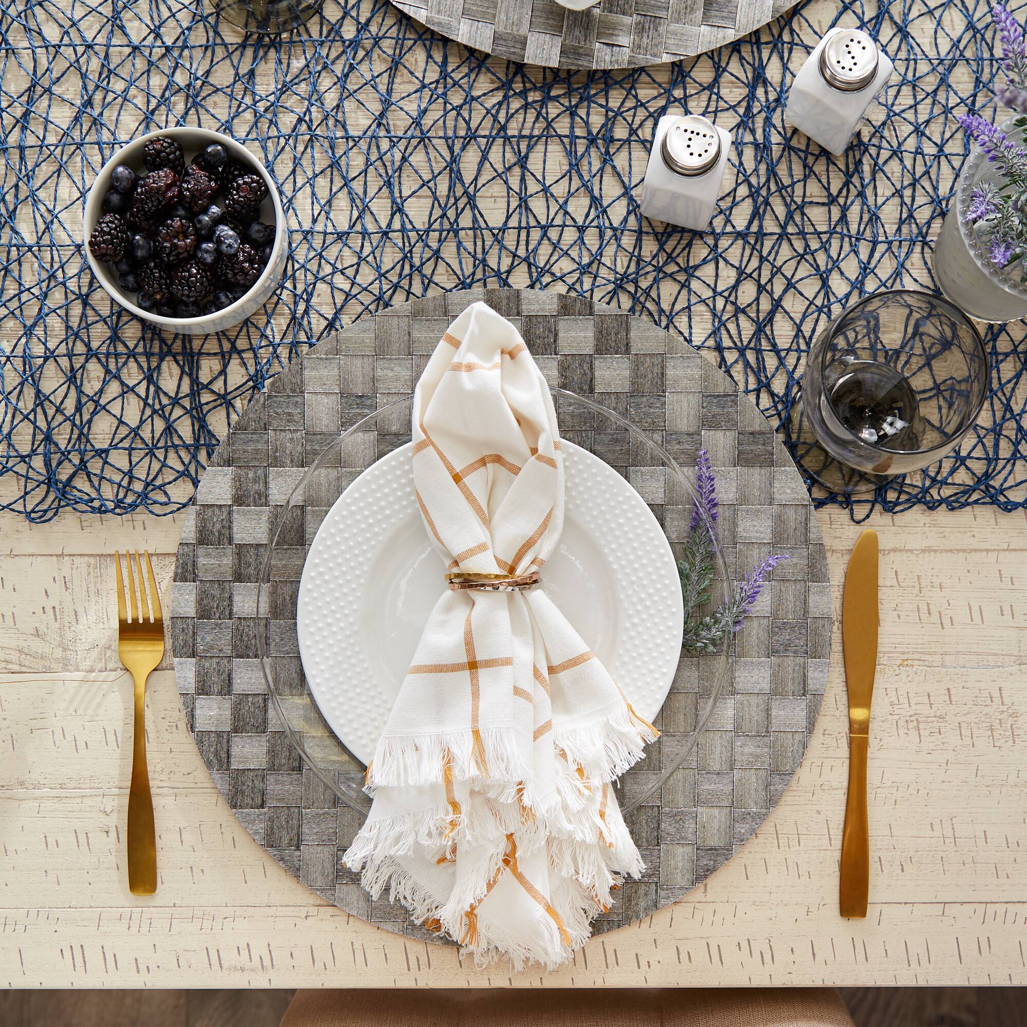 DII® Reversible Round Basket Weave Woven Placemats, 4ct.