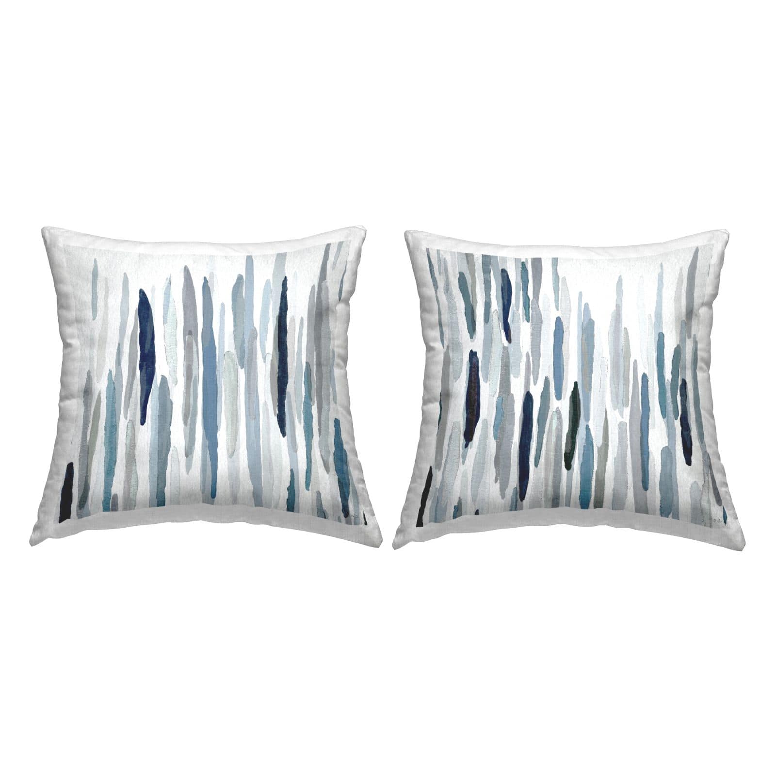 Stupell Industries Blue Abstract Rainfall Striped Line Pattern 2 Pillow Set, 18" x 18"