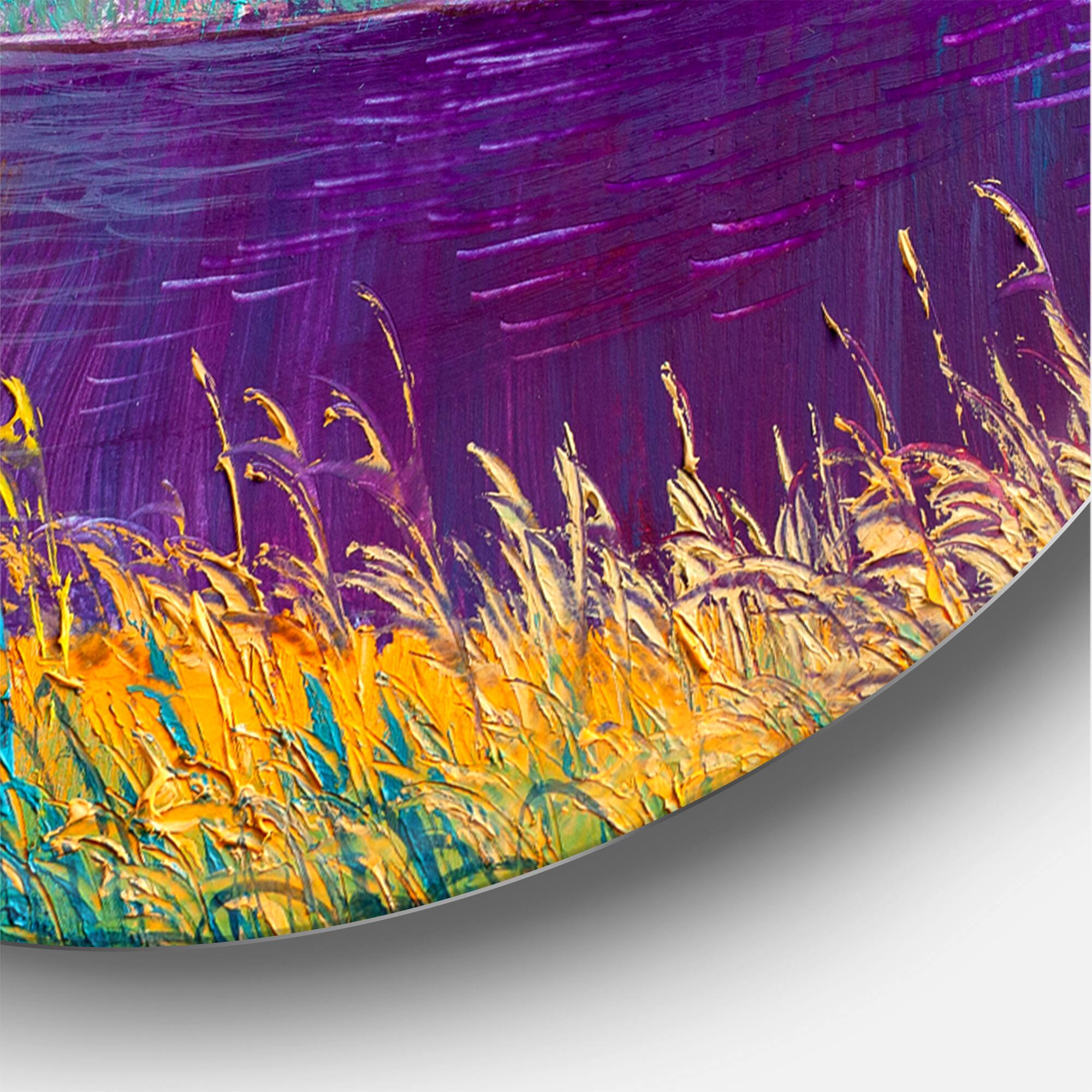 Designart - Colorful River Between The Trees During Twilight - Traditional Metal Circle Wall Art