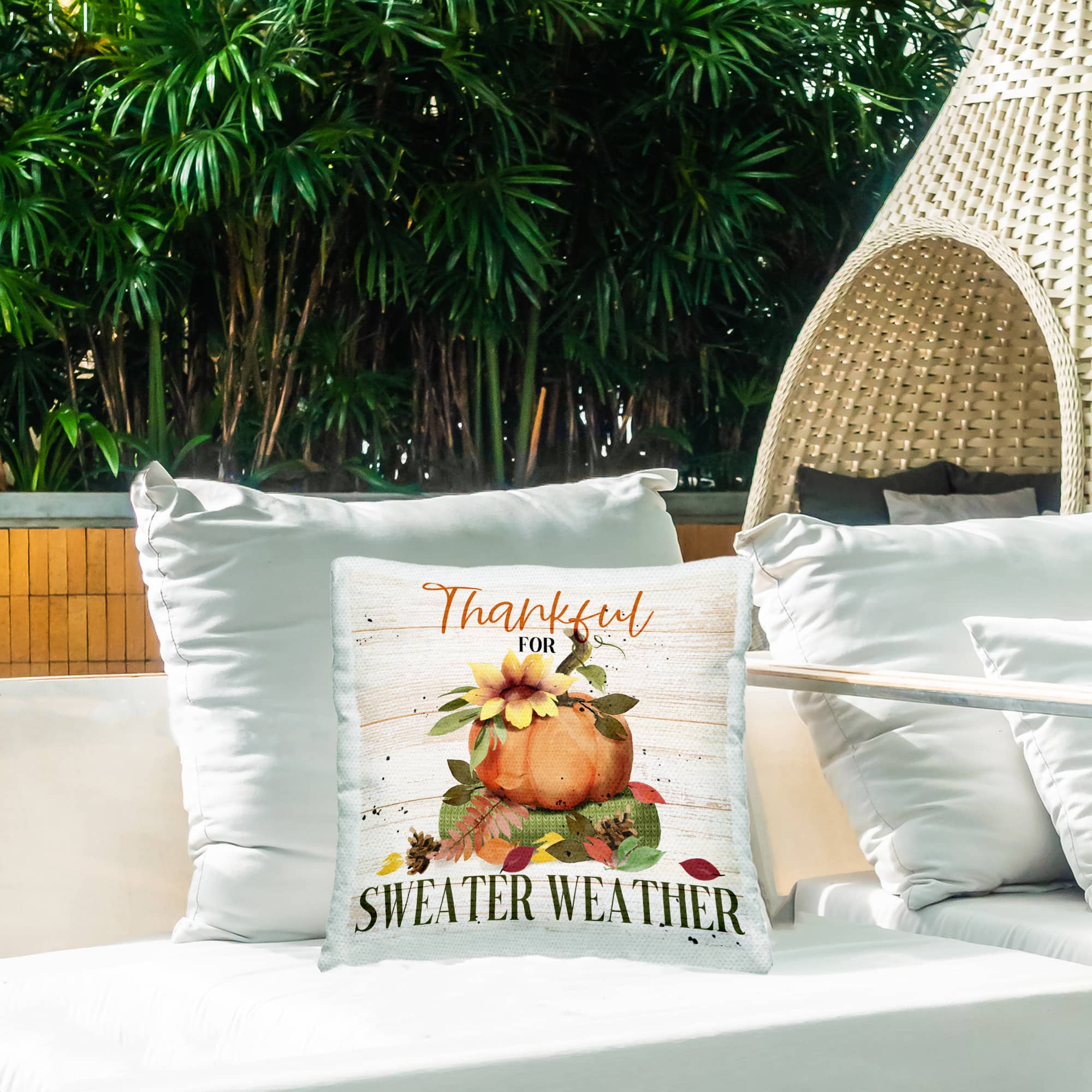 Stupell Industries Thankful Sweater Weather Outdoor Printed Pillow