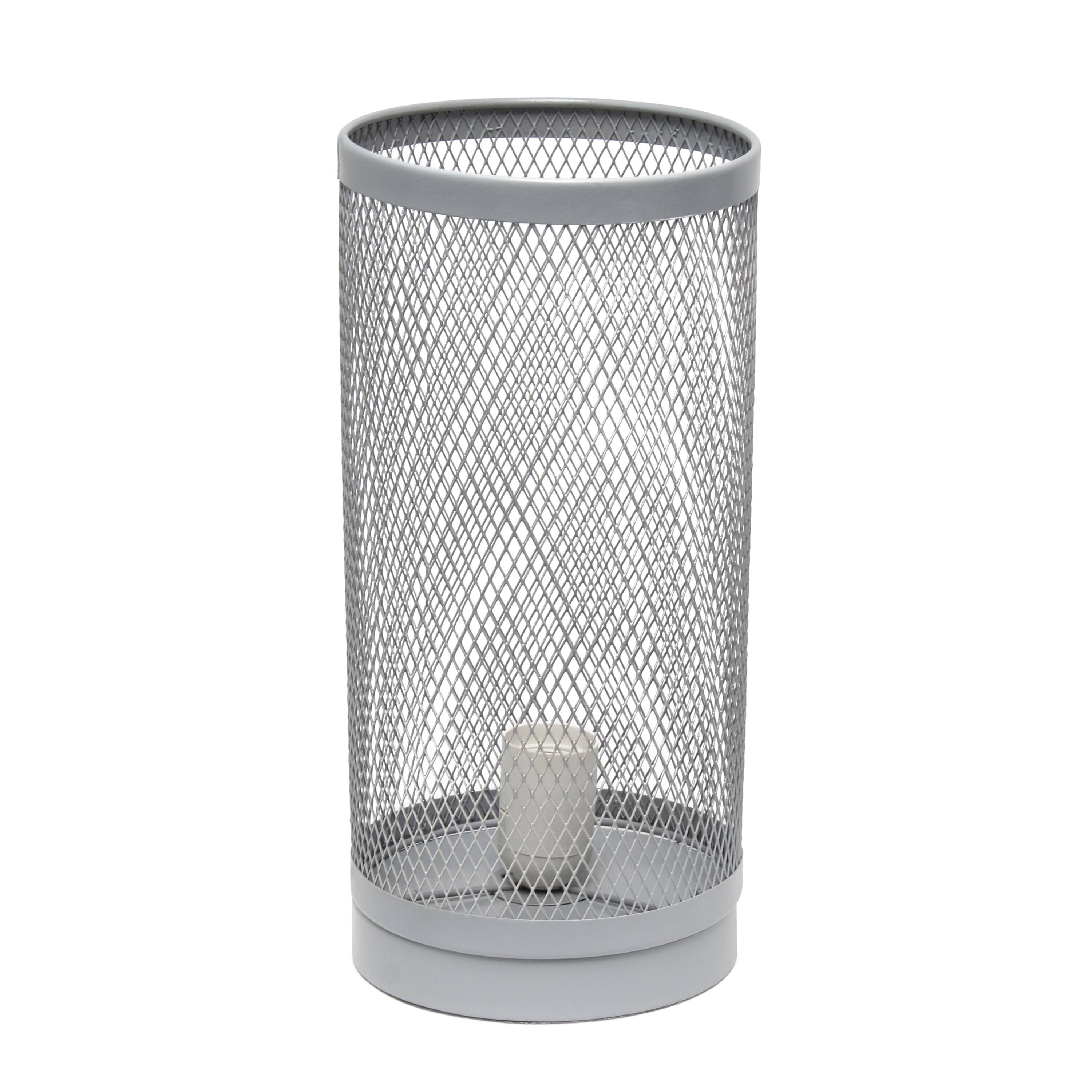 Simple Designs 13&#x22; Mesh Cylindrical Steel Table Lamp