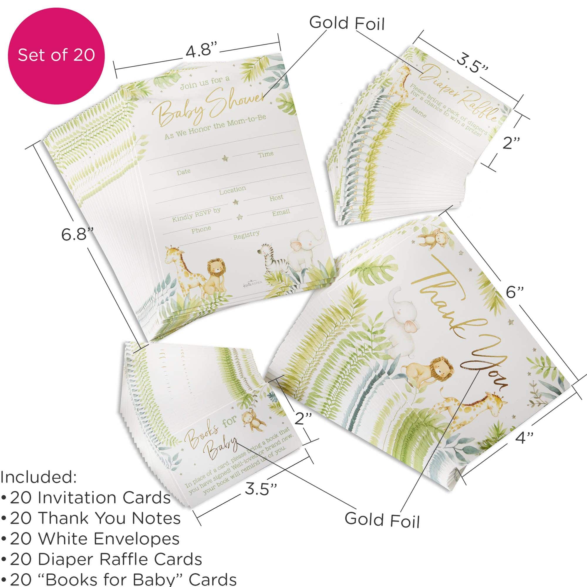Kate Aspen Safari Baby Shower Invitation & Thank You Card Bundle Set