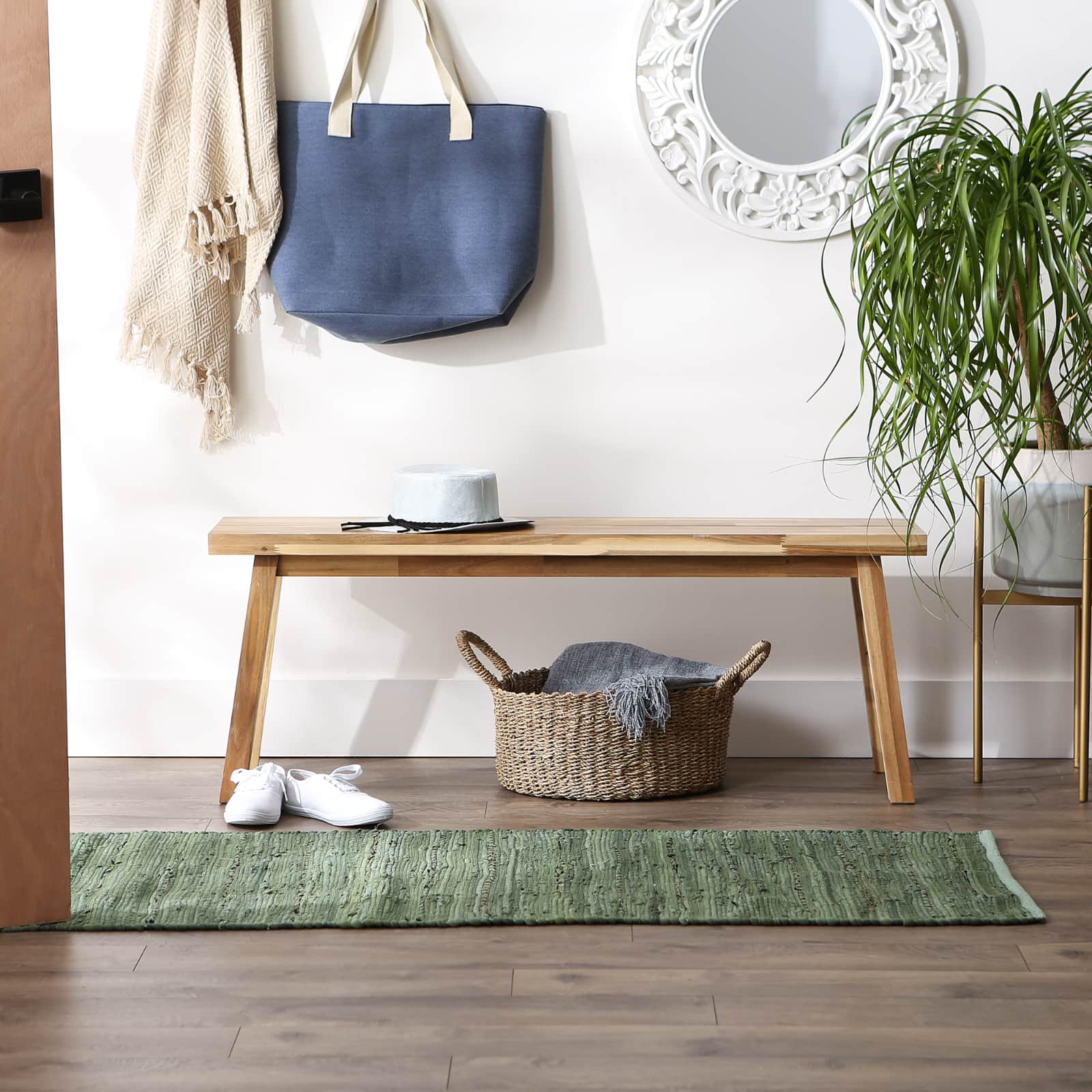 DII&#xAE; Olive Green Rag Rug, 2ft. x 6ft.