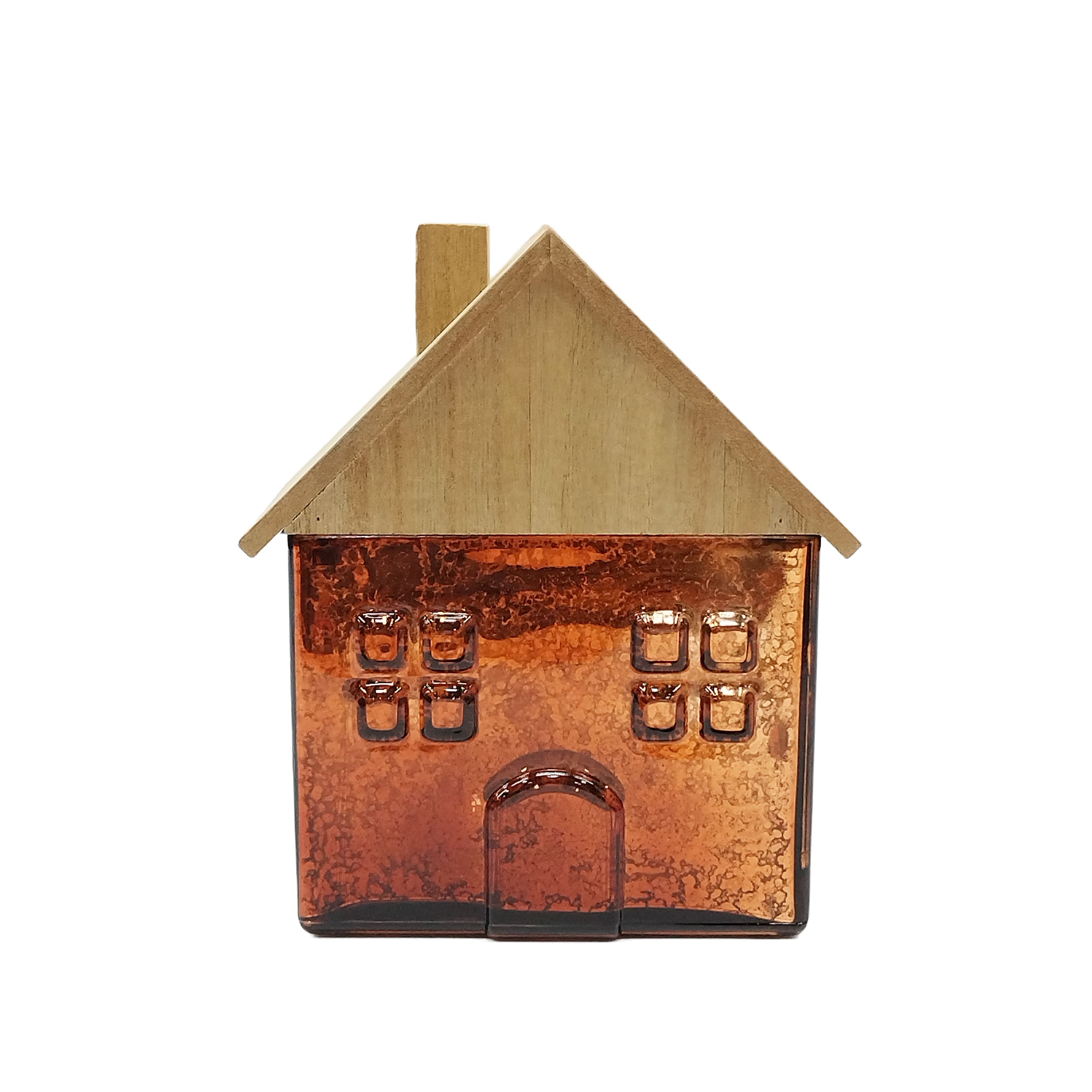 7.5&#x22; Brown Glass House with Woodgrain Roof Tabletop D&#xE9;cor by Ashland&#xAE;