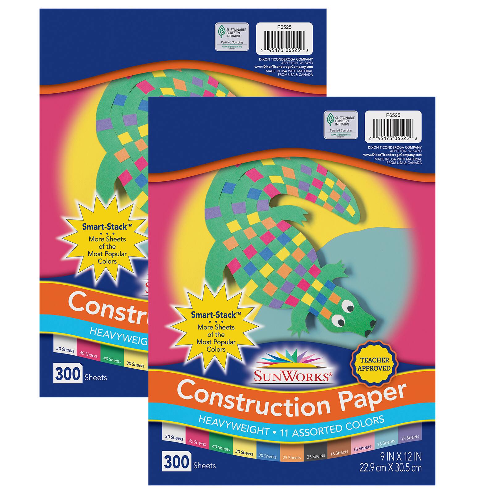 SunWorks® 9" x 12" Multicolor Construction Paper, 2 Pack of 300