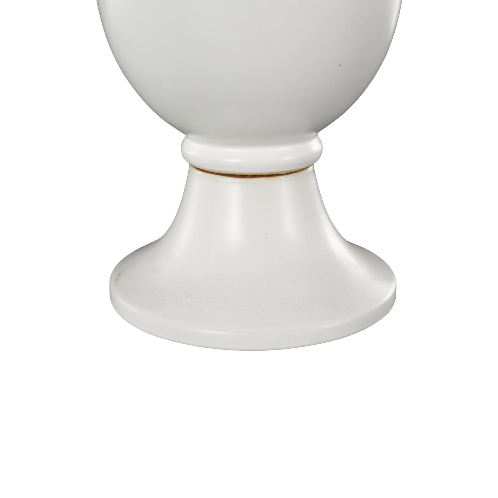20" White Fluted Urn Shaped Ceramic Vase with Arch Handles