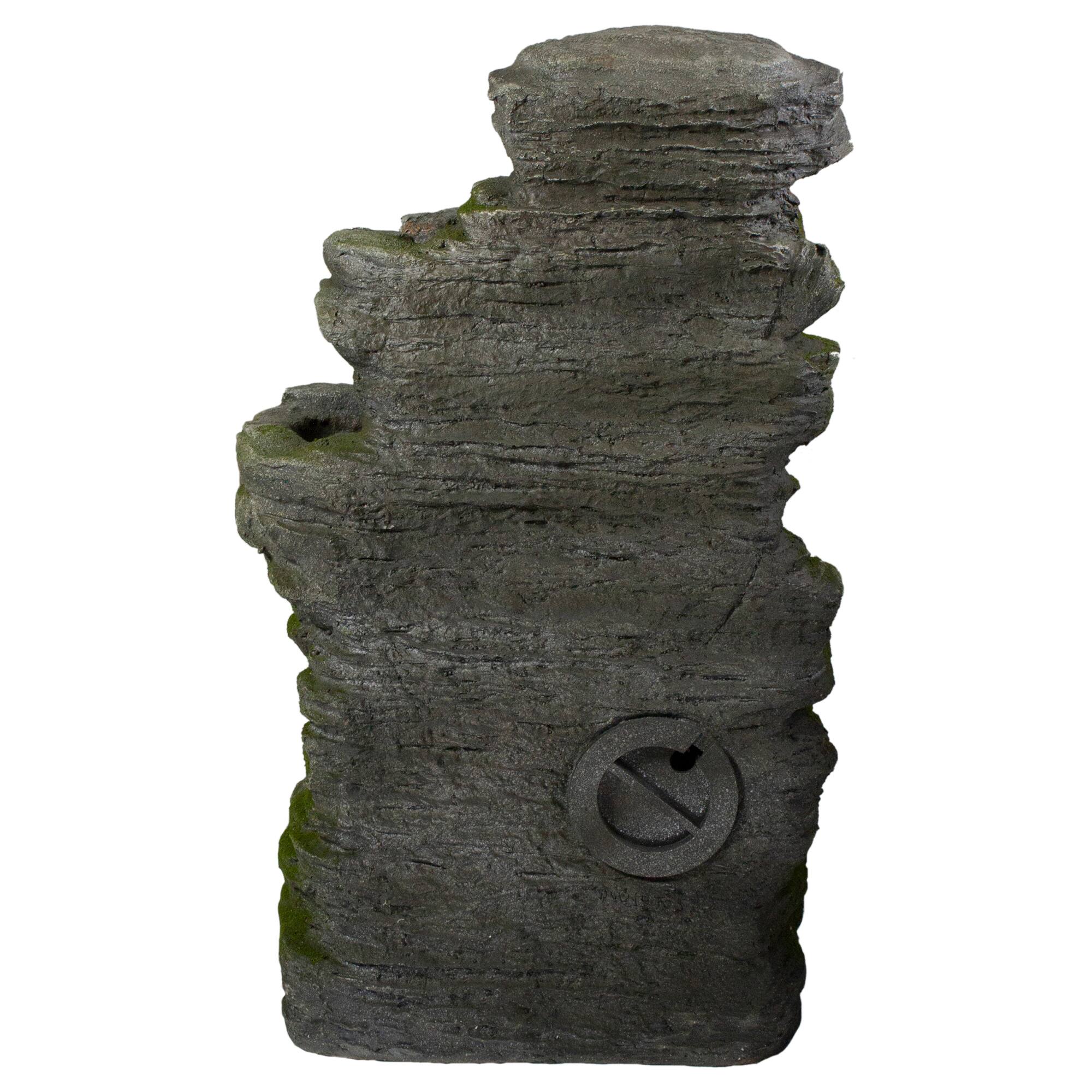 25&#x22; Gray LED 5-Tier Outdoor Garden Water Fountain