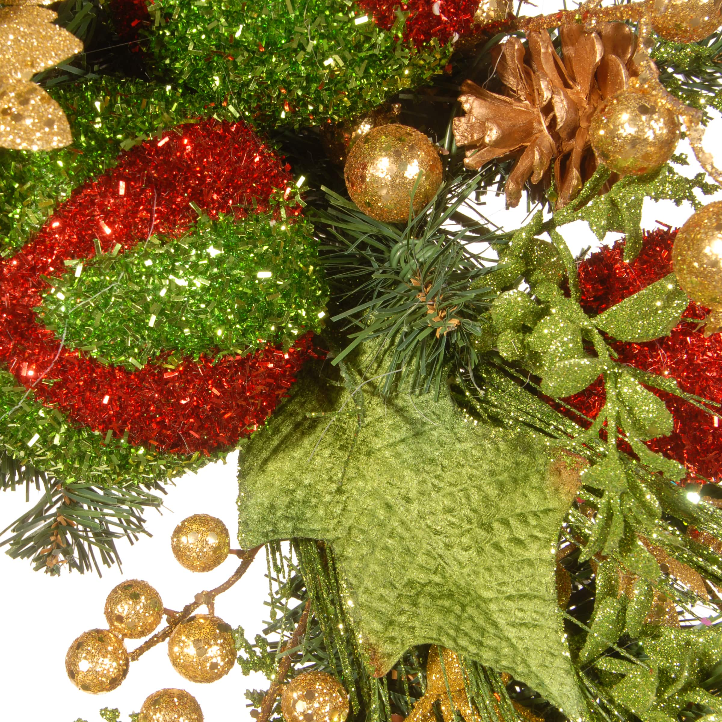 24&#x22; Ornament, Pinecone &#x26; Berry Wreath With Warm White LED Lights