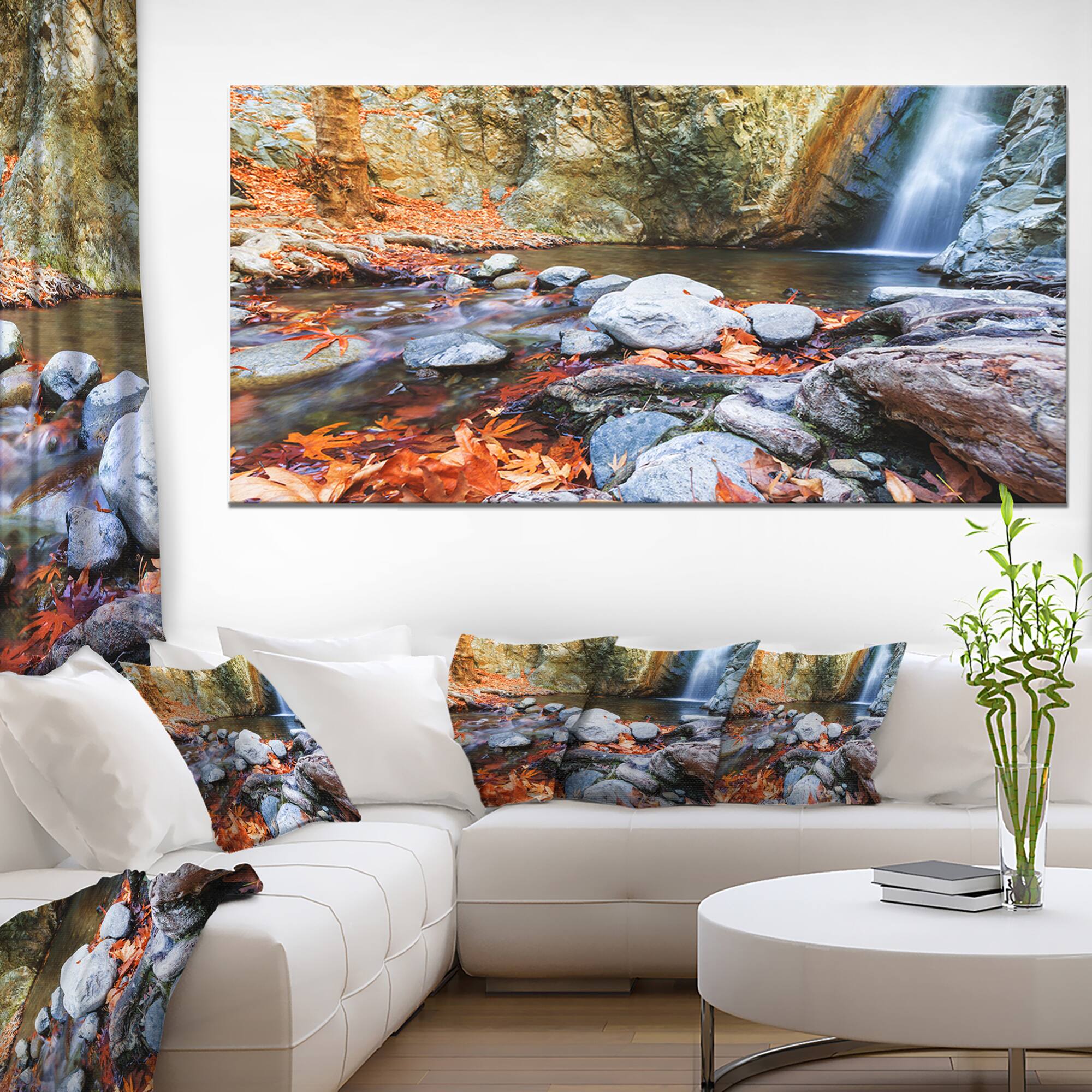 Designart - Beautiful Serenity Waterfall in Cyprus - Landscape Wall Art on Canvas