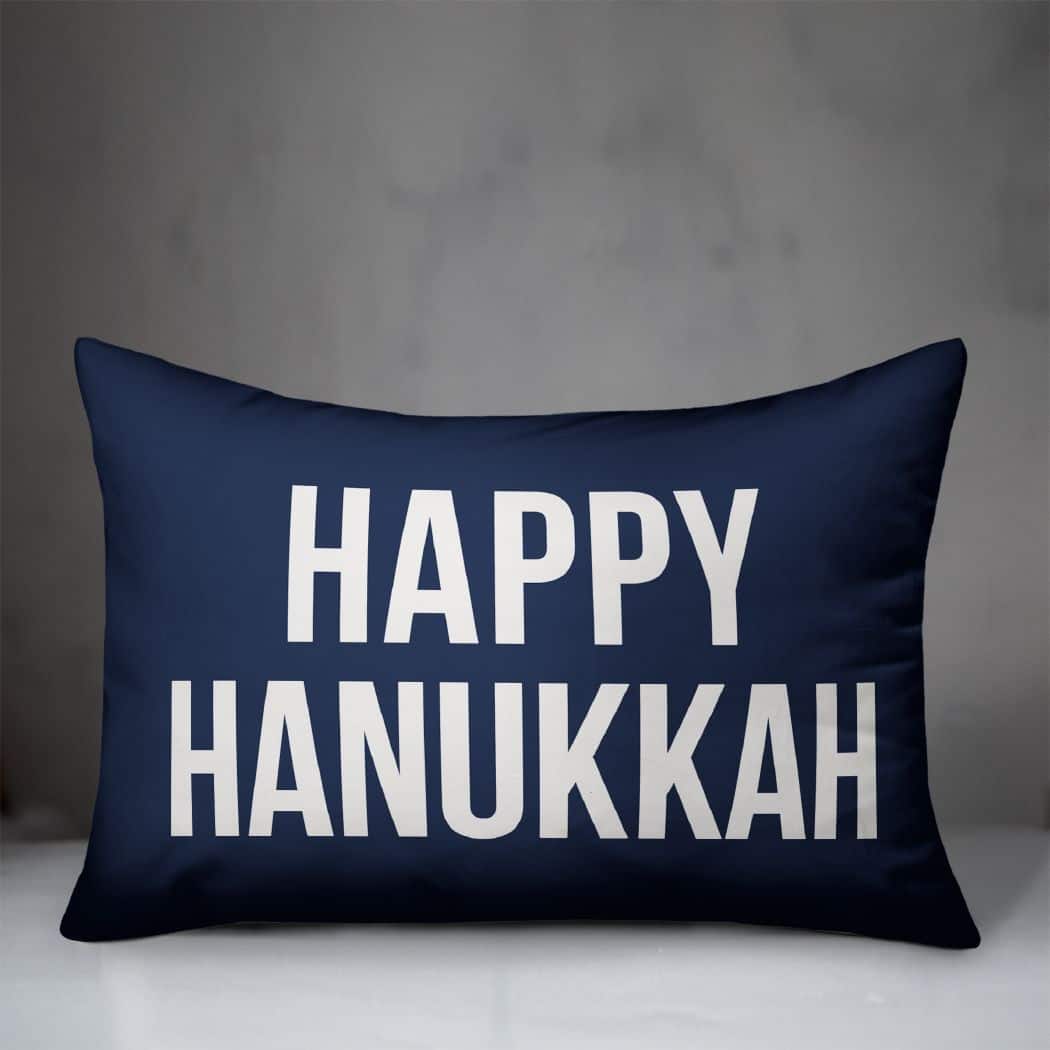 Happy Hanukkah - Navy 14x20 Spun Poly Pillow