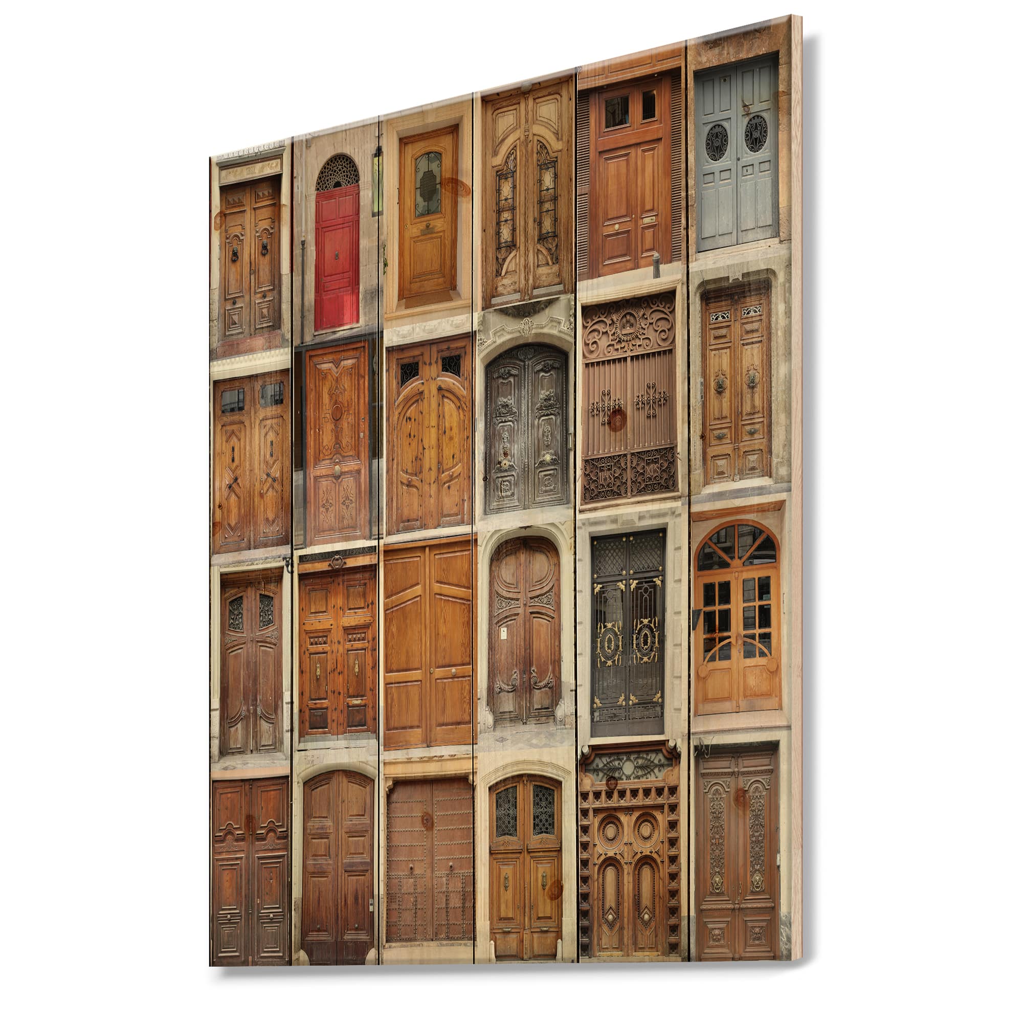 Designart - Art Nouveau Doors - Vintage Print on Natural Pine Wood