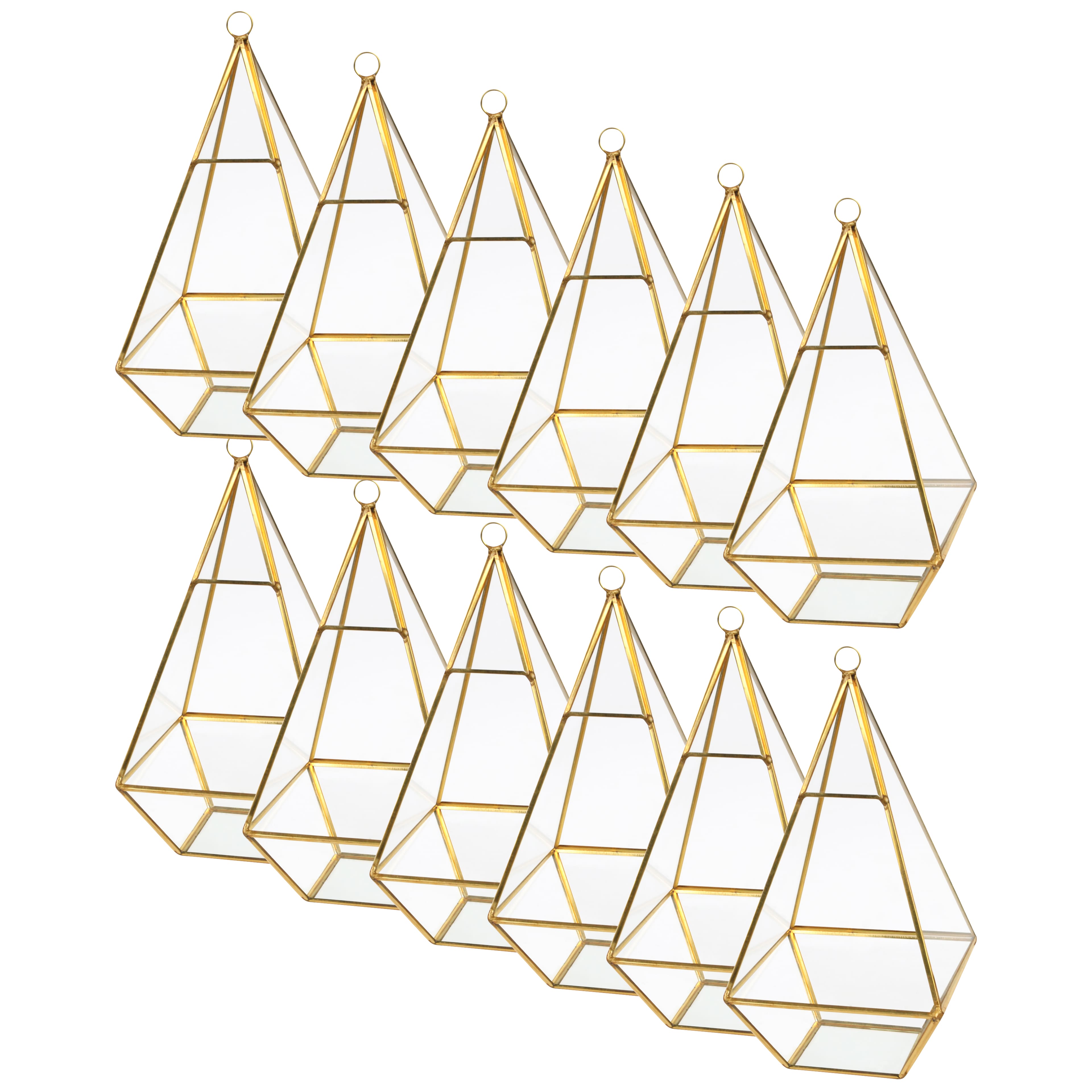 12 Pack: 9.5" Gold Triangle Glass Terrarium by Ashland™