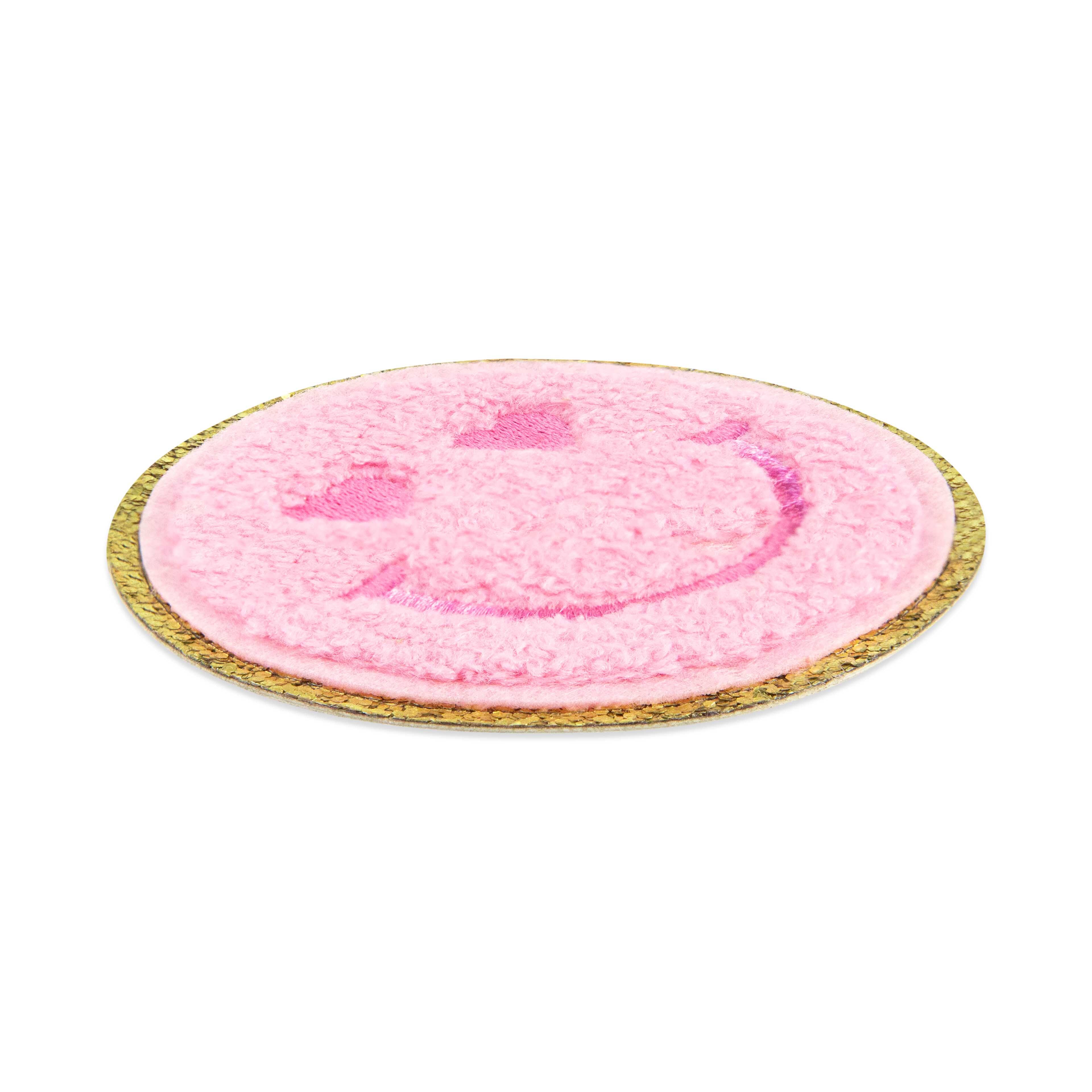 Summer Pink Smiley Face Iron On &#x26; Adhesive Patch by Make Market&#xAE;