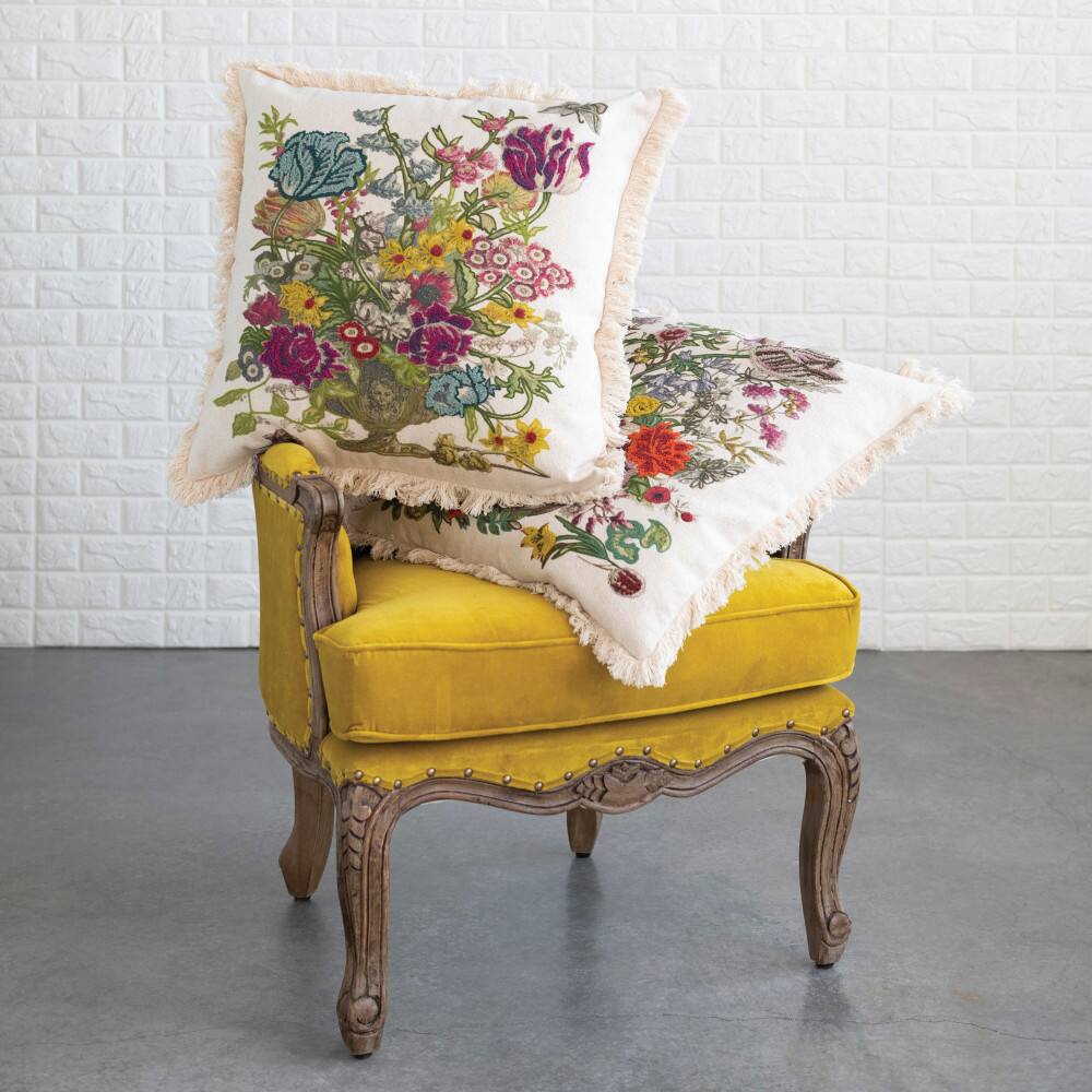 Hello Honey&#xAE; Embroidered Floral &#x26; Fringe Cotton Pillow Set