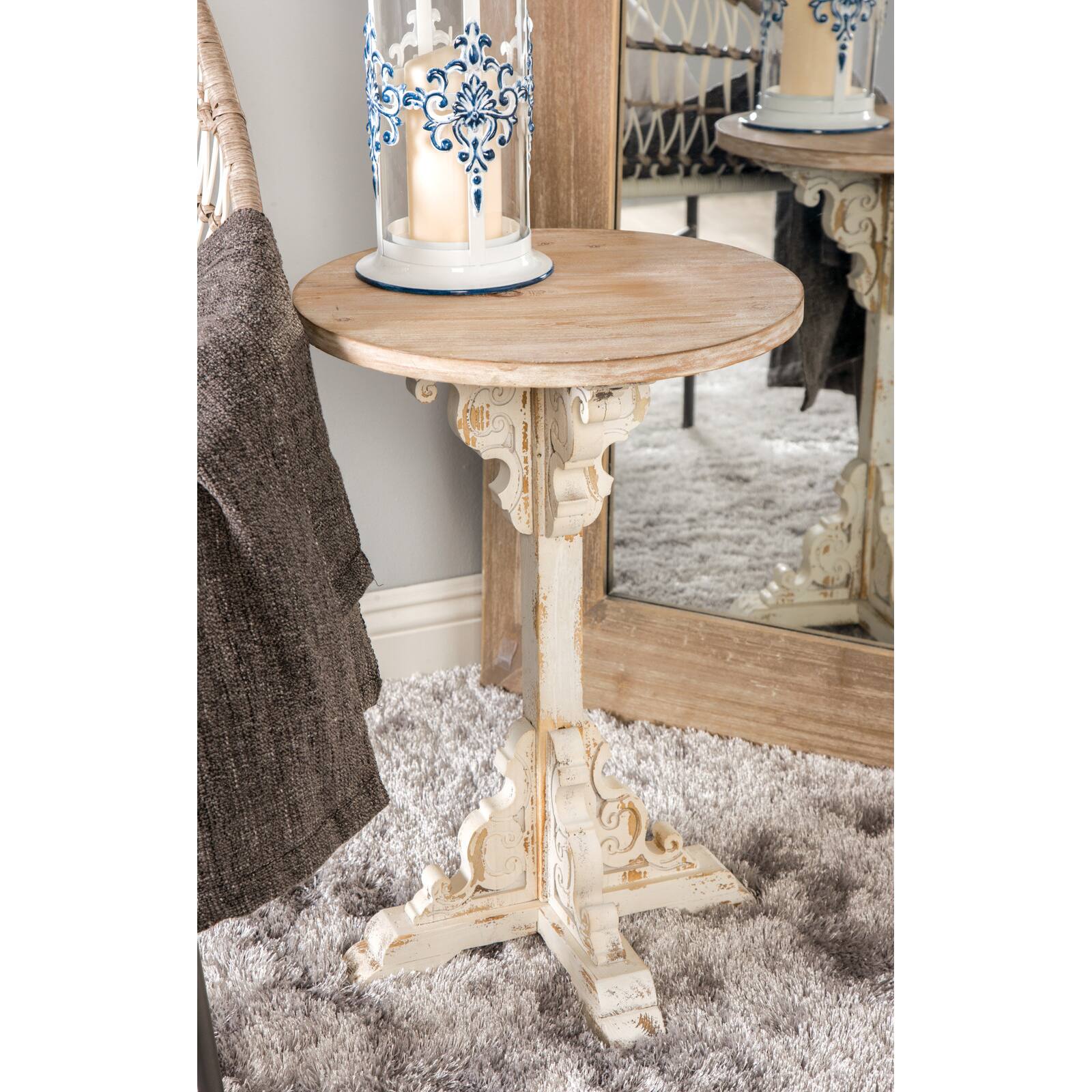 23" Gray Chinese Fir Farmhouse Accent Table