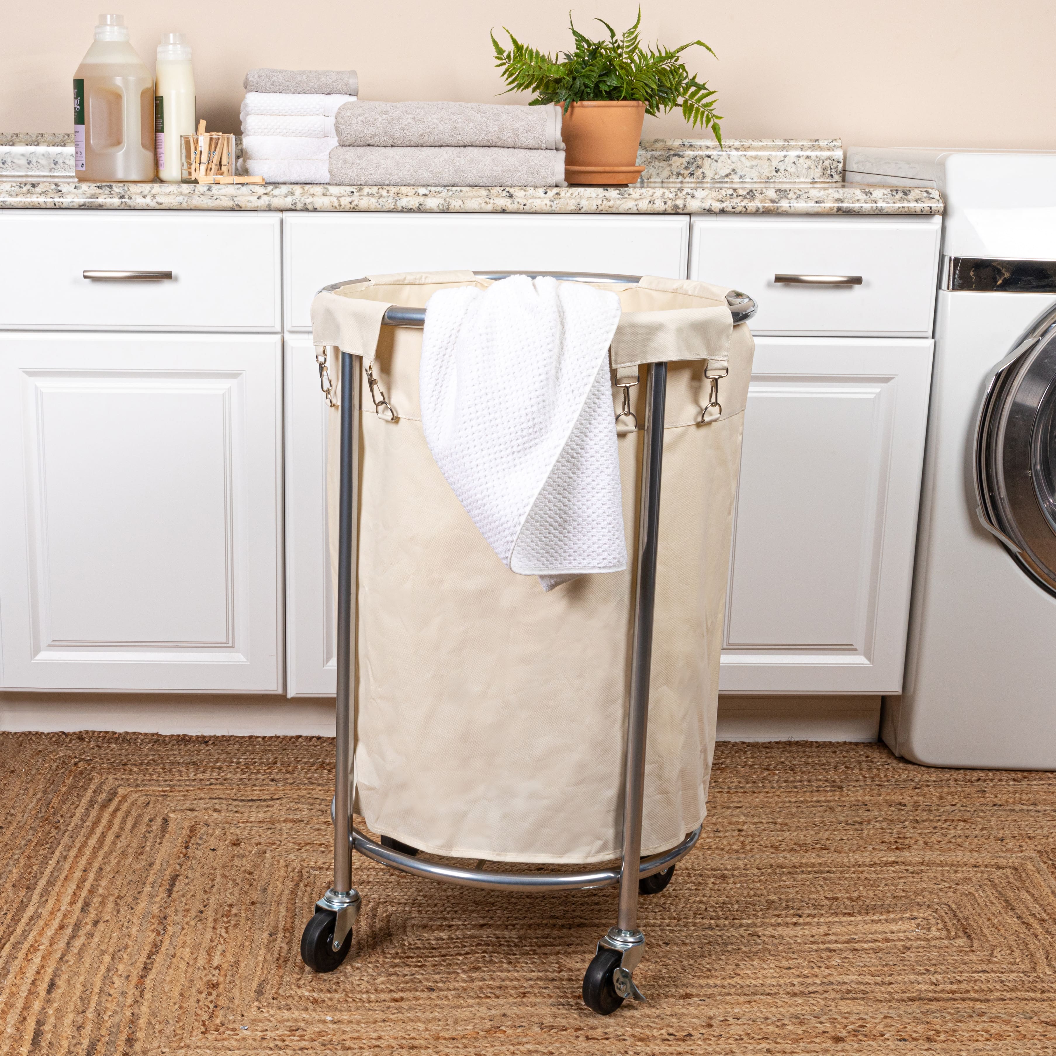 Household Essentials Round Laundry Basket with Wheels