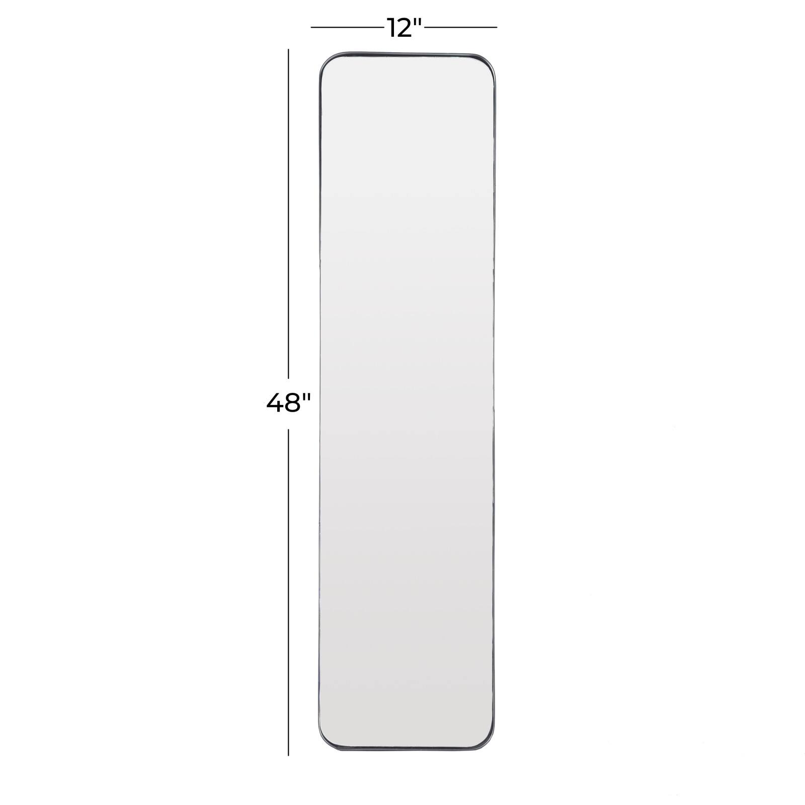 Black Iron Contemporary Wall Mirror, 48&#x22; x 12&#x22; x 2&#x22;