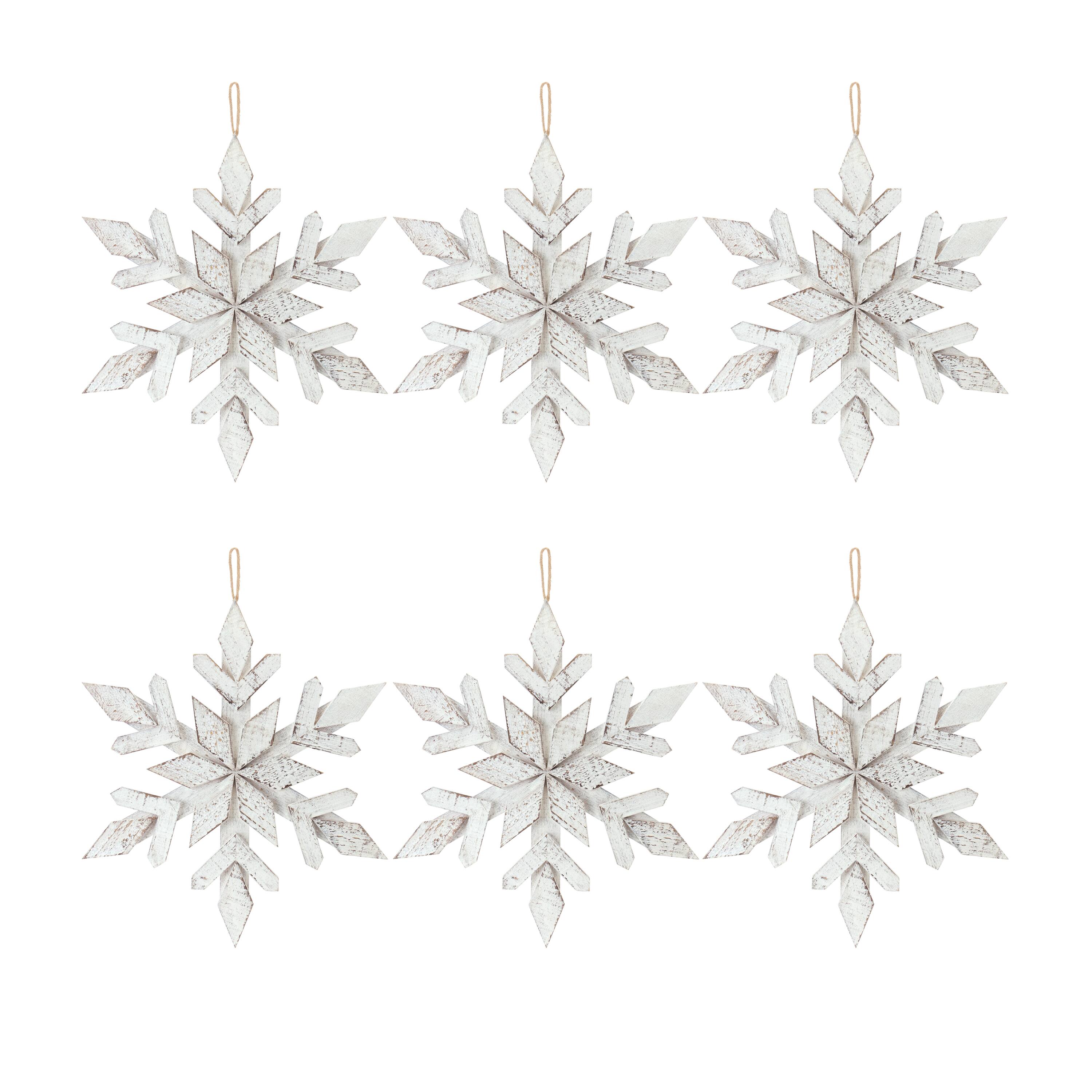 6 Pack 17.5&#x22; White Snowflake Ornaments