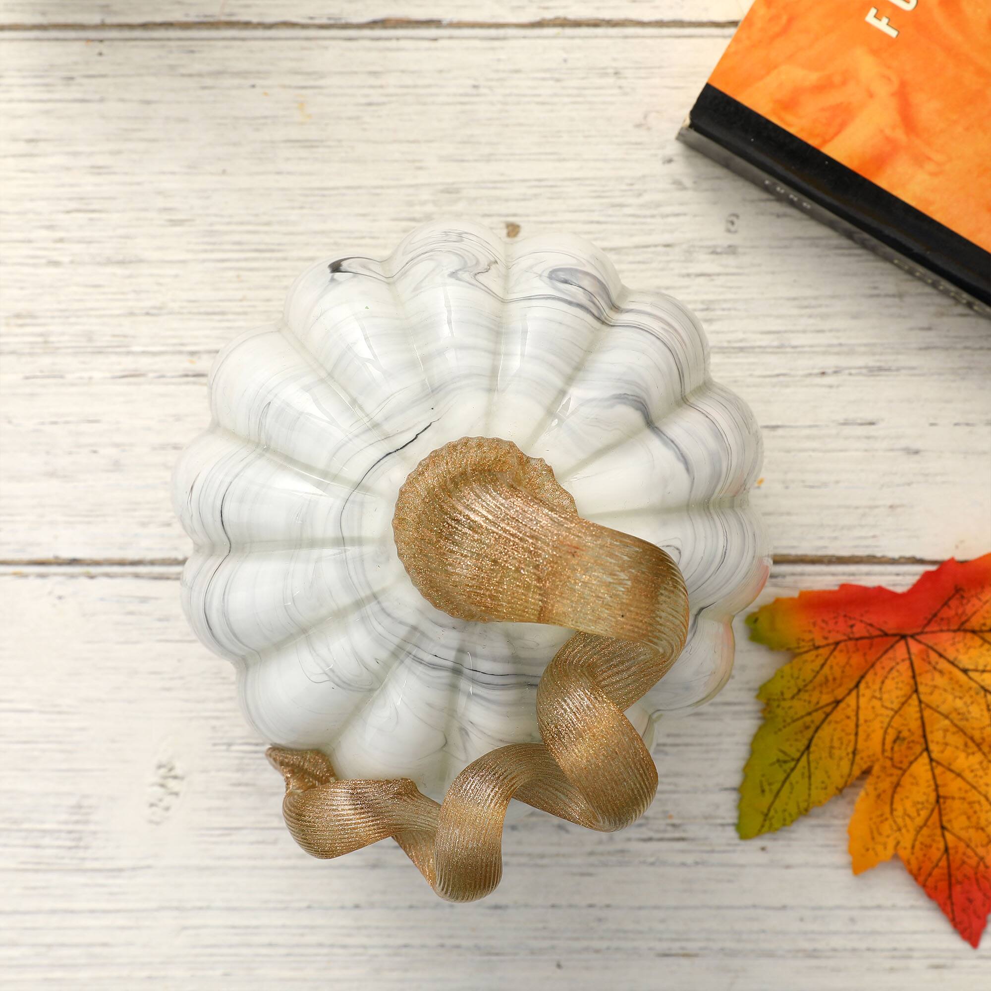 Glitzhome&#xAE; Gray Marble Glass Pumpkin Set