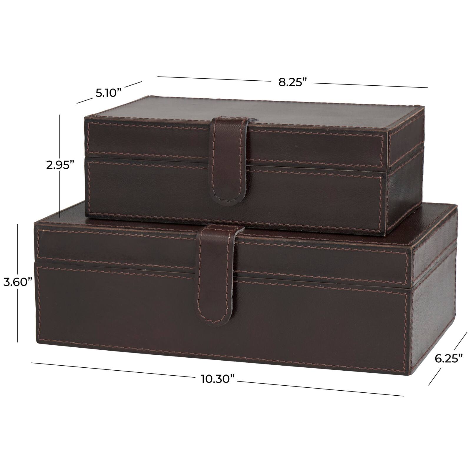 Dark Brown Leather Storage Box Set