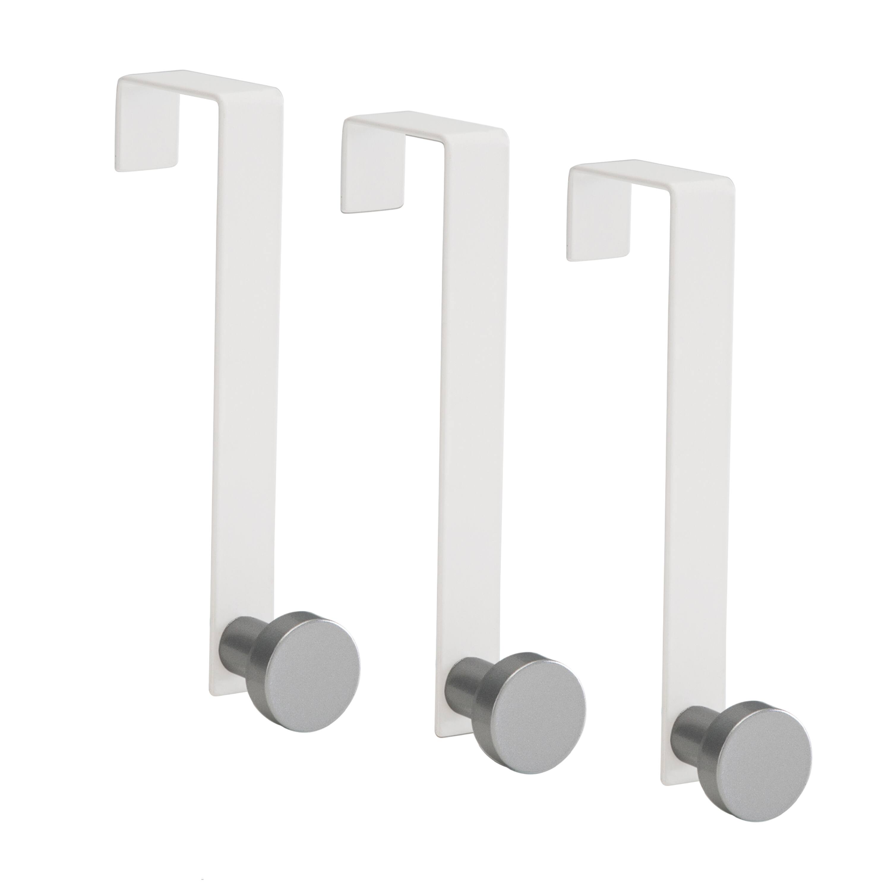 Elle D&#xE9;cor White 3 Pack Single Over the Door Hooks