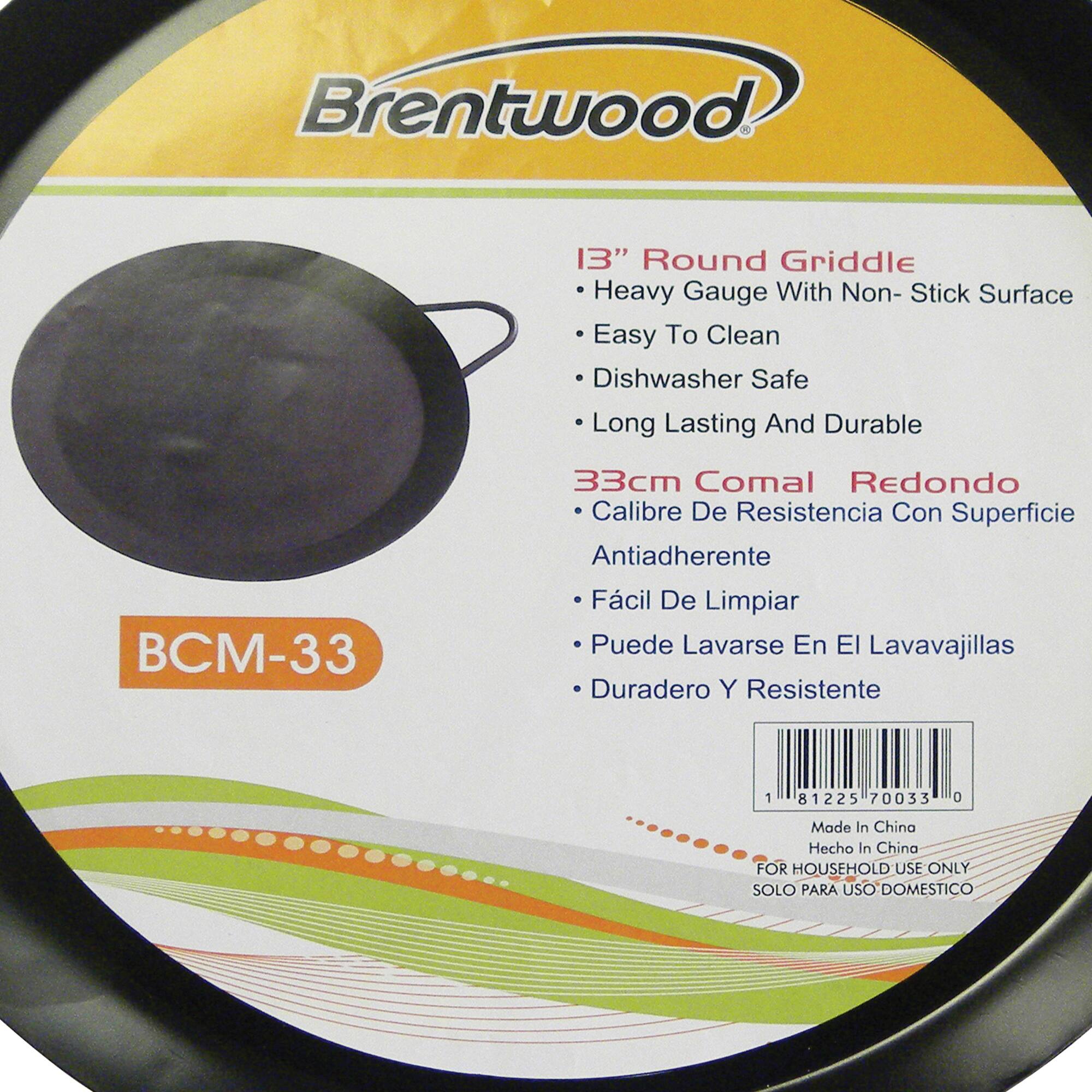 Brentwood 13" Carbon Steel Nonstick Round Comal Griddle