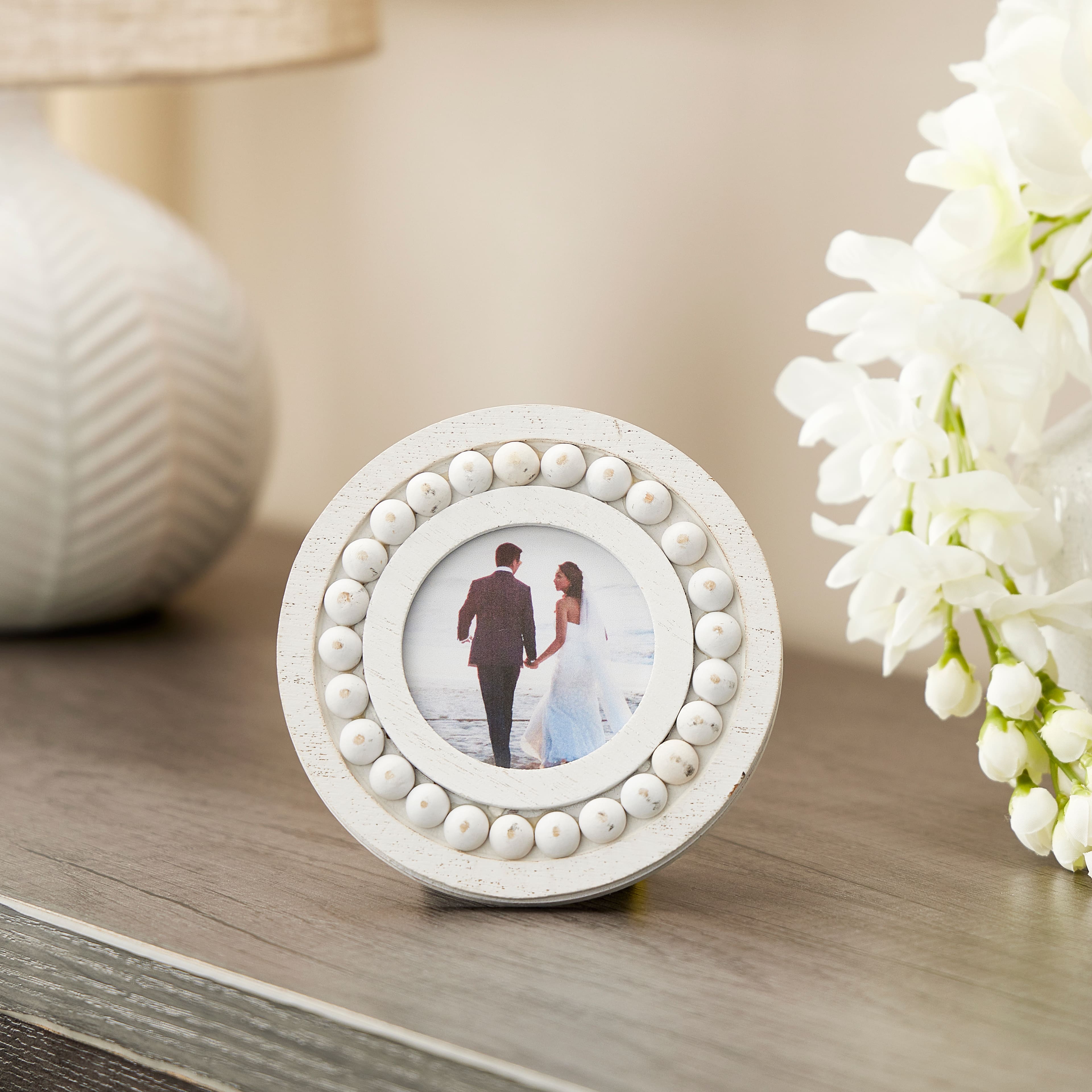 24 Pack: White Beaded Round 3" x 3" Mini Frame by Studio Décor®