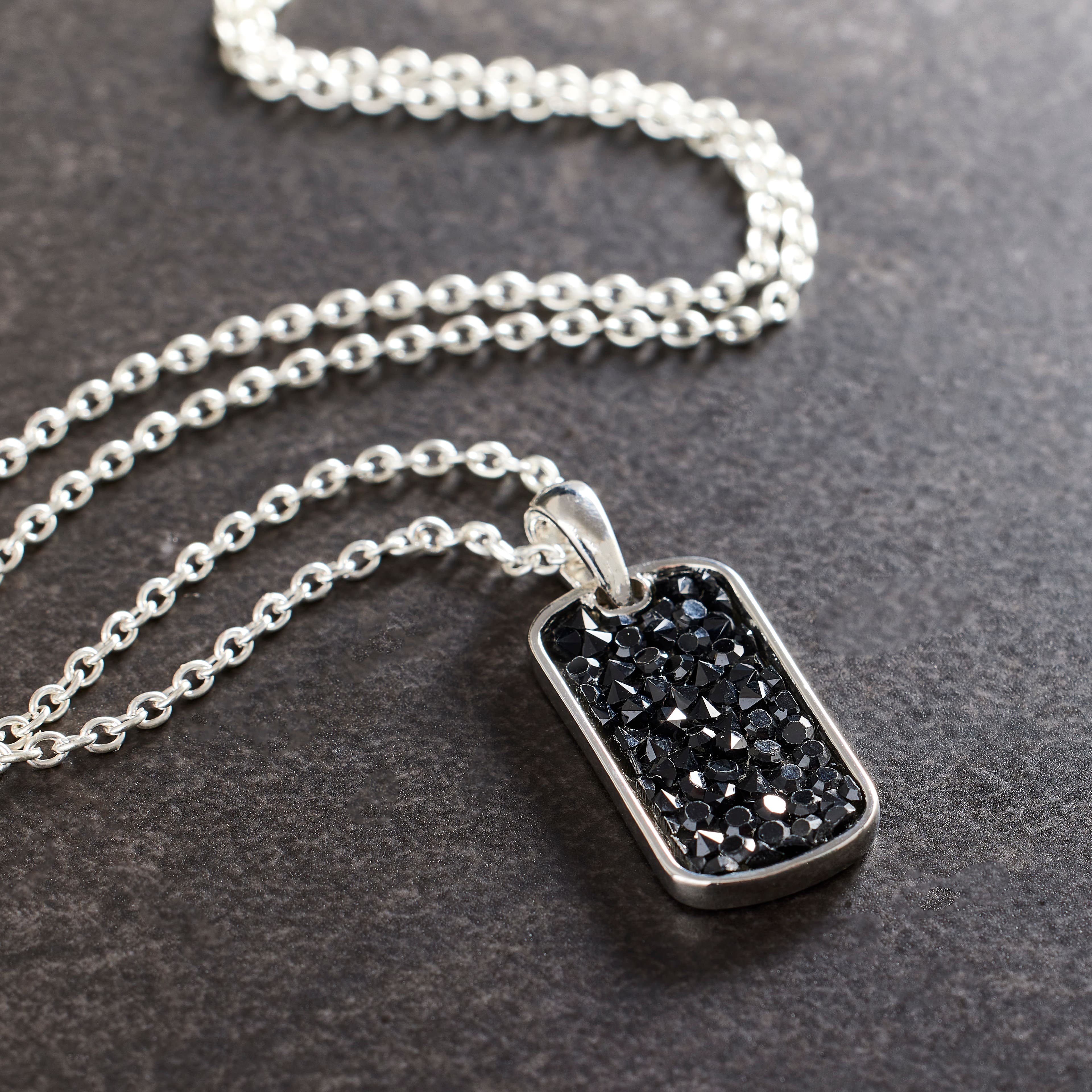Black Textured Dog Tag Pendant by Bead Landing™