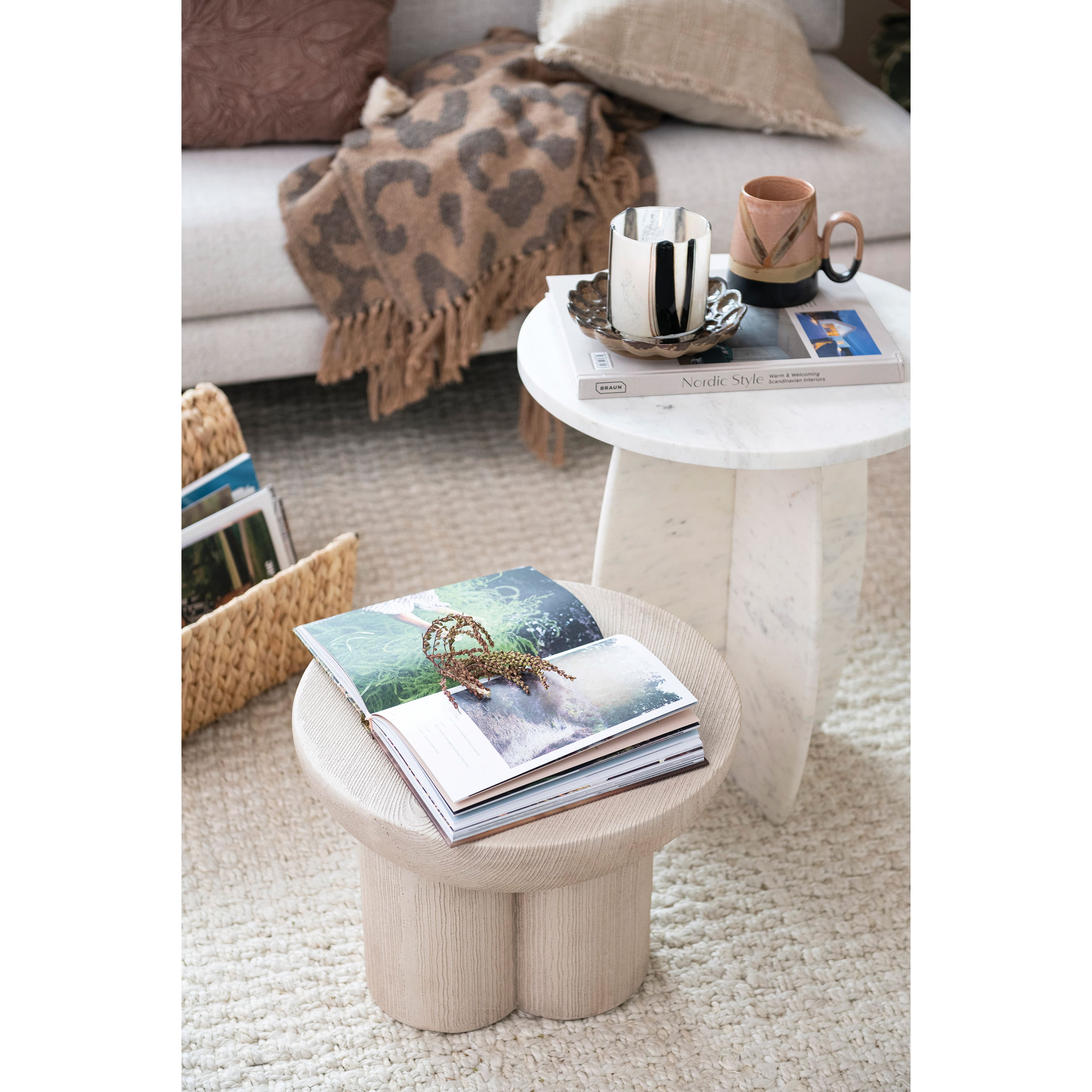 Hello Honey® Tan Rustic Round Magnesia Three-Legged Stool
